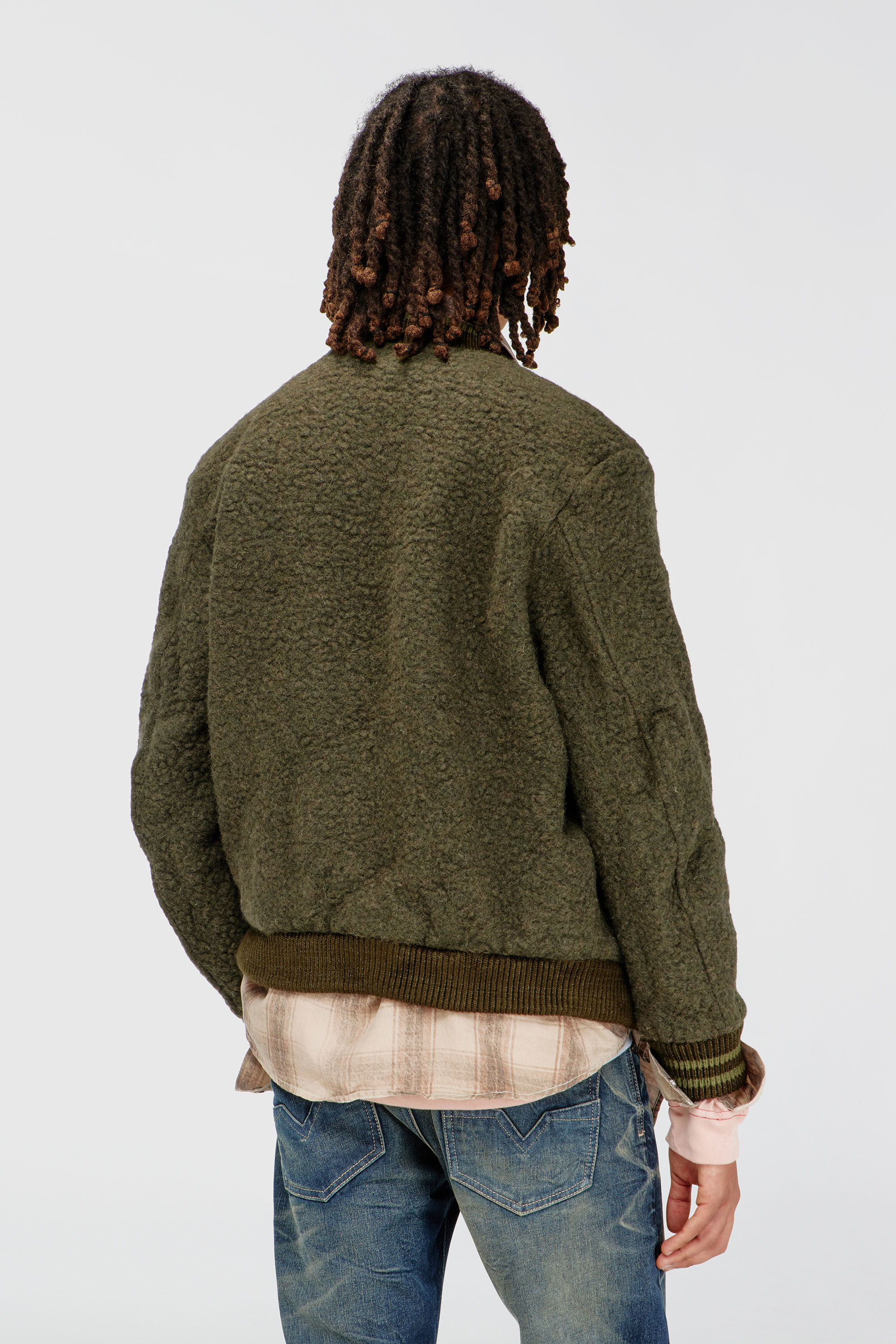 Diesel - S-REDS, Chaqueta bomber de mezcla de lana con acabados de canal&eacute; Hombre in Verde - 4