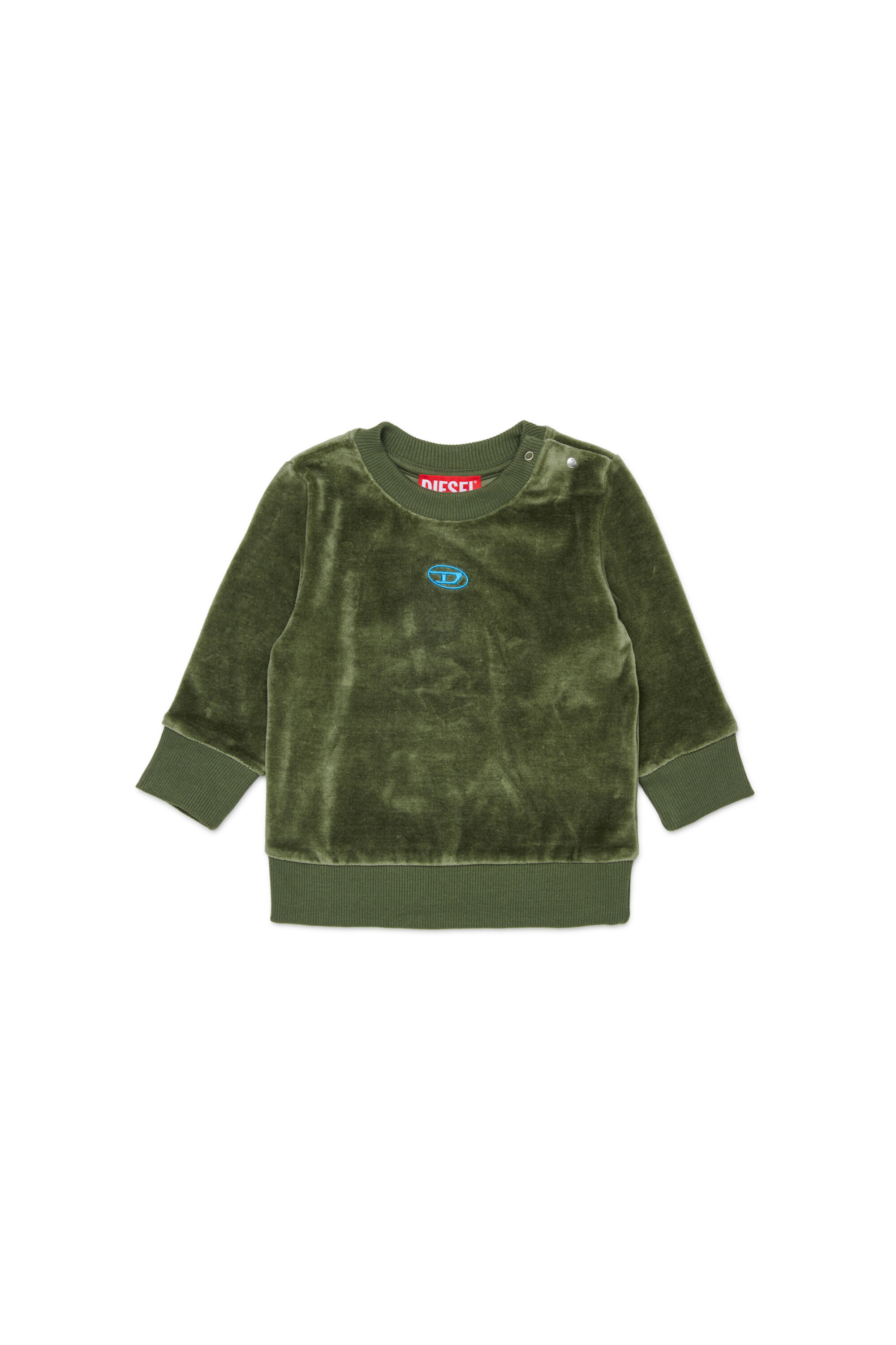 Diesel - SHENIB, Sudadera de terciopelo con bordado Oval D Hombre in Verde - 1