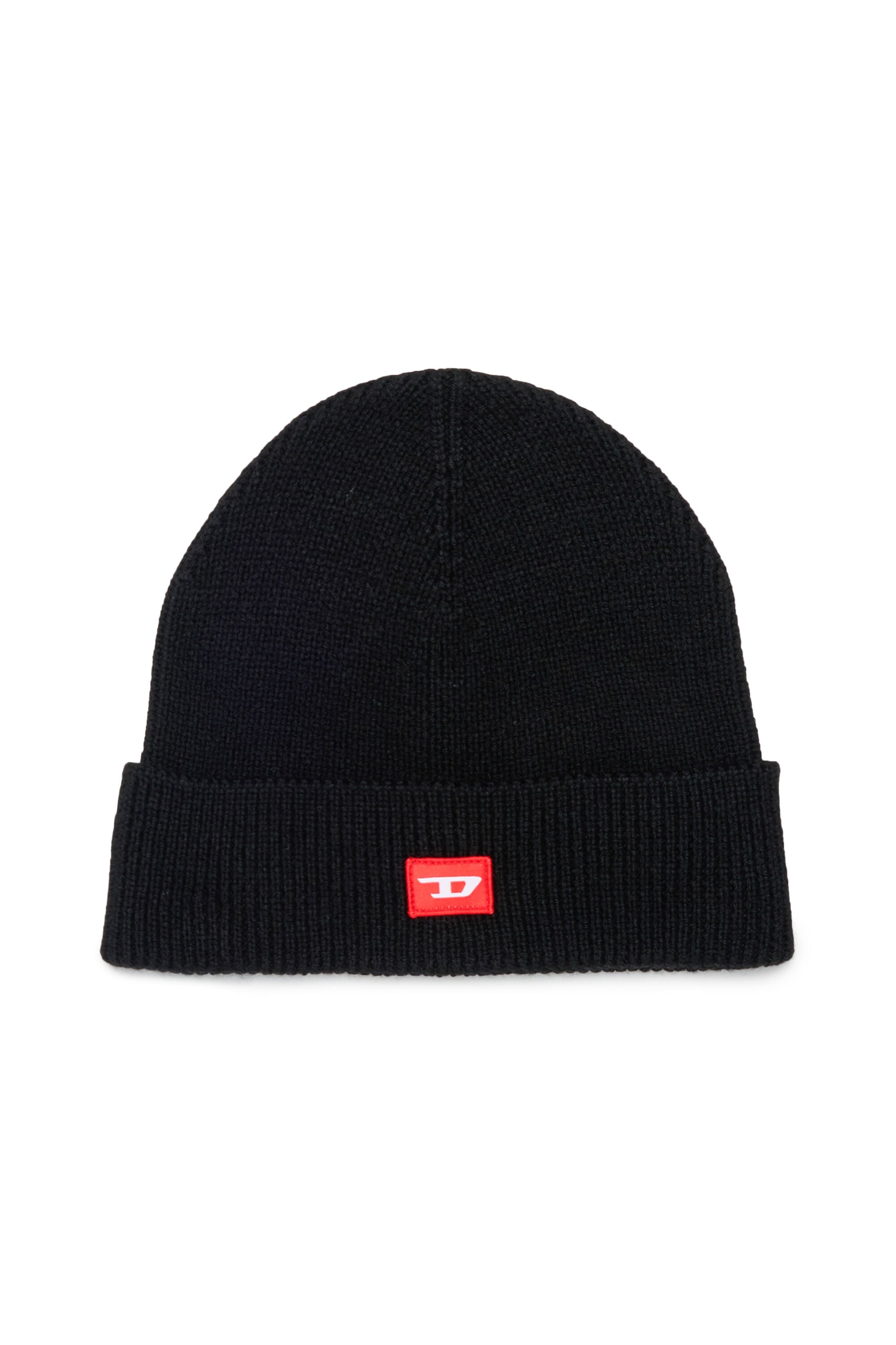 Diesel - FLOT, Unisex's Wool-blend beanie with D logo patch in Black - 1