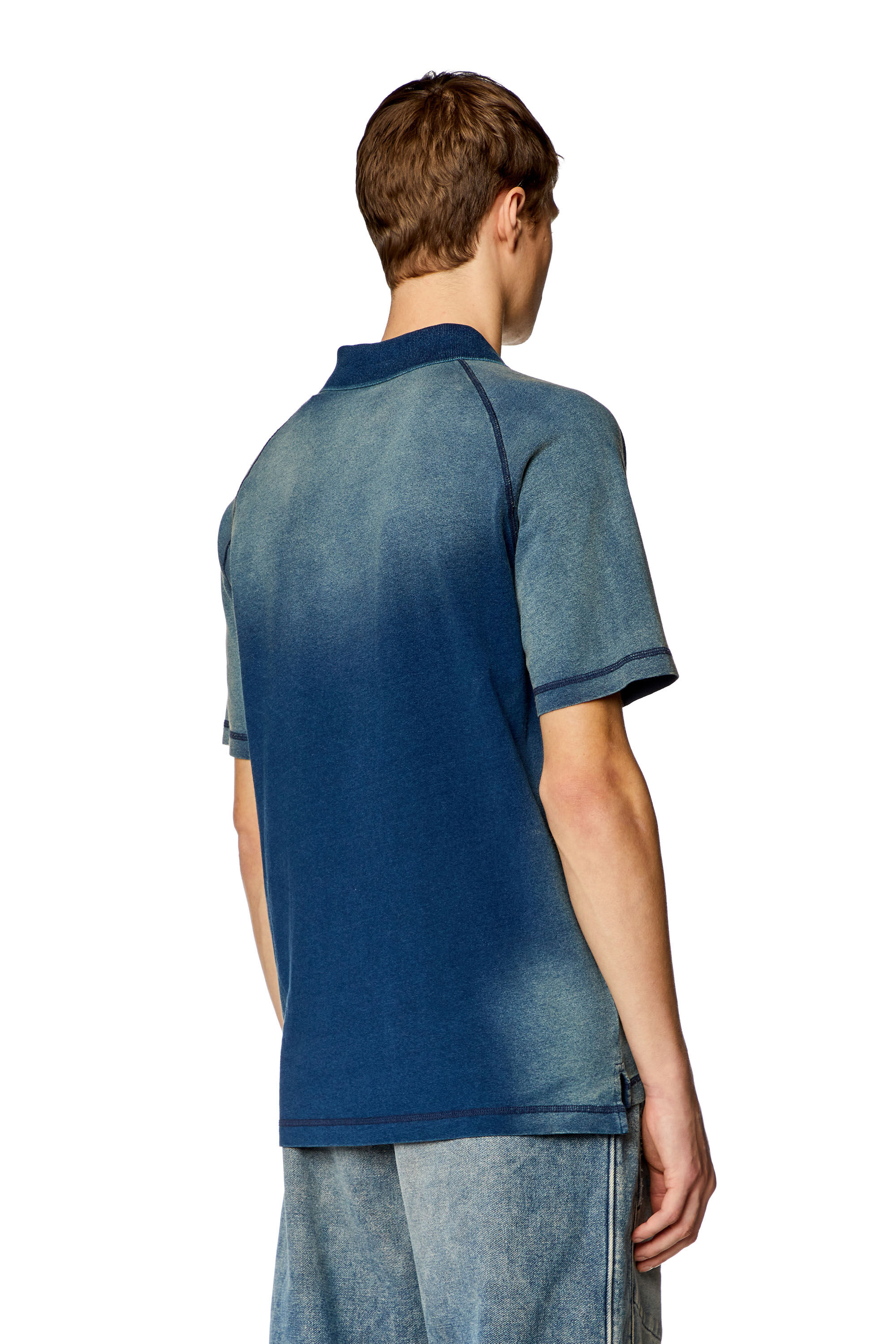 Diesel - T-RASMITH, Man Polo shirt with sun-faded effects in Blue - Image 4