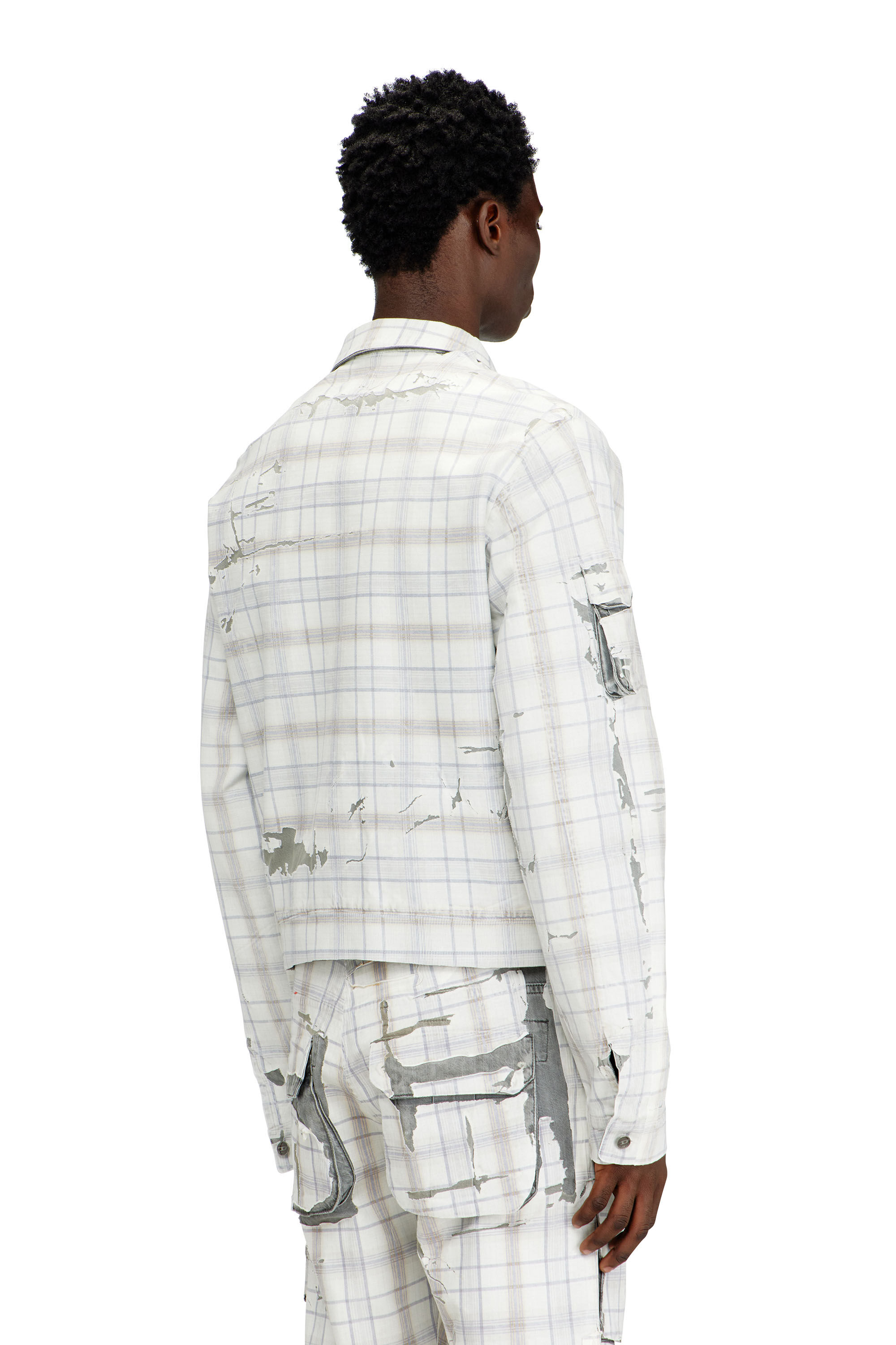 Diesel - D-VALEN-FSI1, Chaqueta vaquera con efecto pelable Hombre in Gris - 4