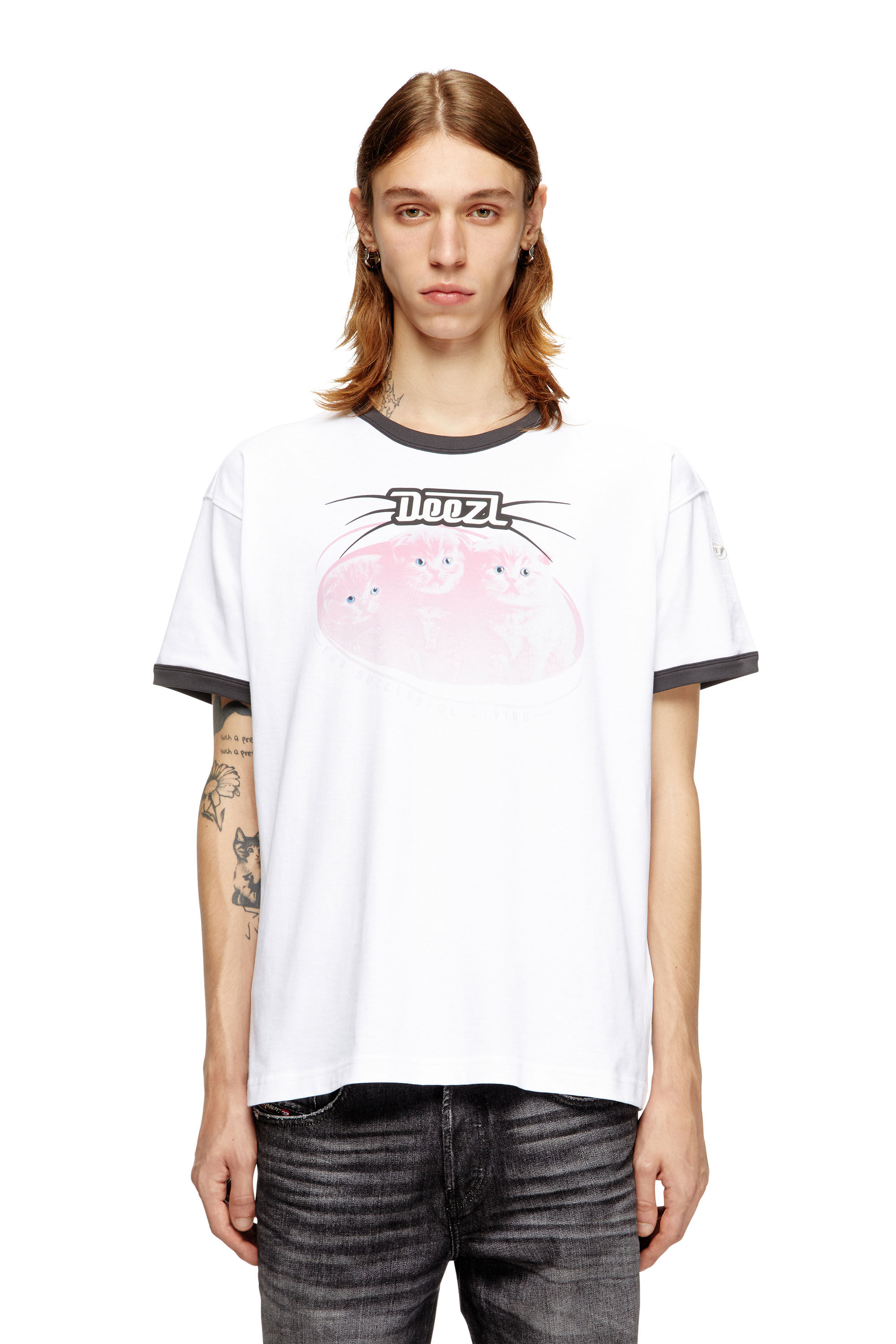 Diesel - T-NORM-CUFF, Camiseta de algodón con estampado digital Hombre in Blanco - 3