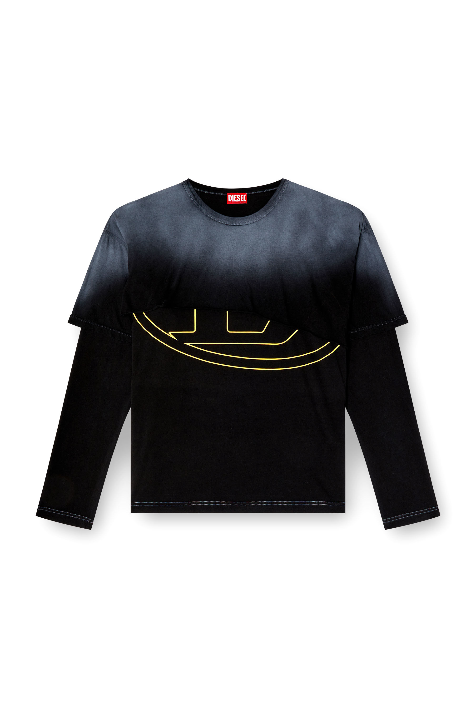 Diesel - T-BESH-CUT, Camiseta de manga larga en capas destruida Hombre in Negro - 2