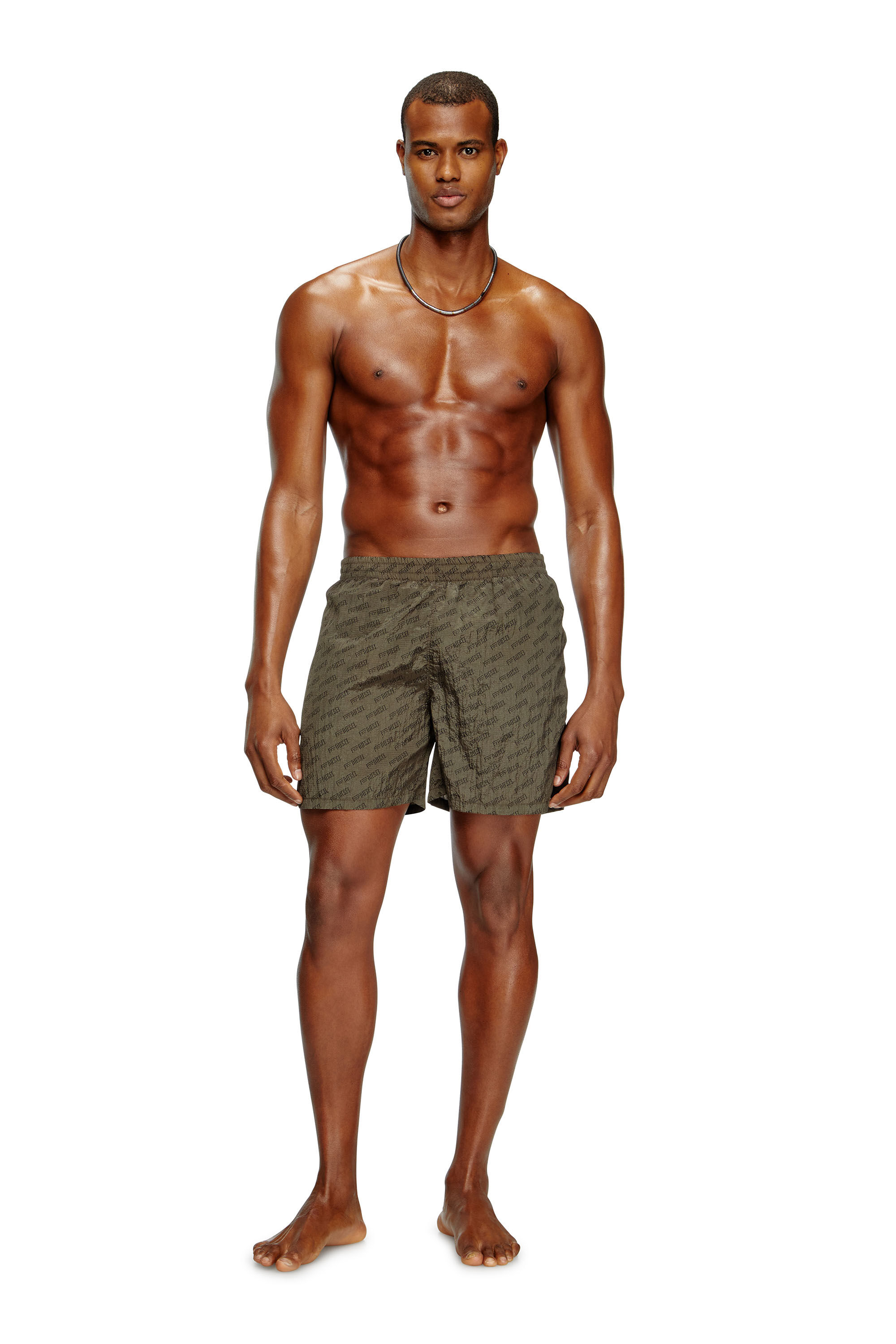 Diesel - DANIEL-41-MONO-UTLT, Shorts de baño de longitud media con logotipo all-over Hombre in Marrón - 2