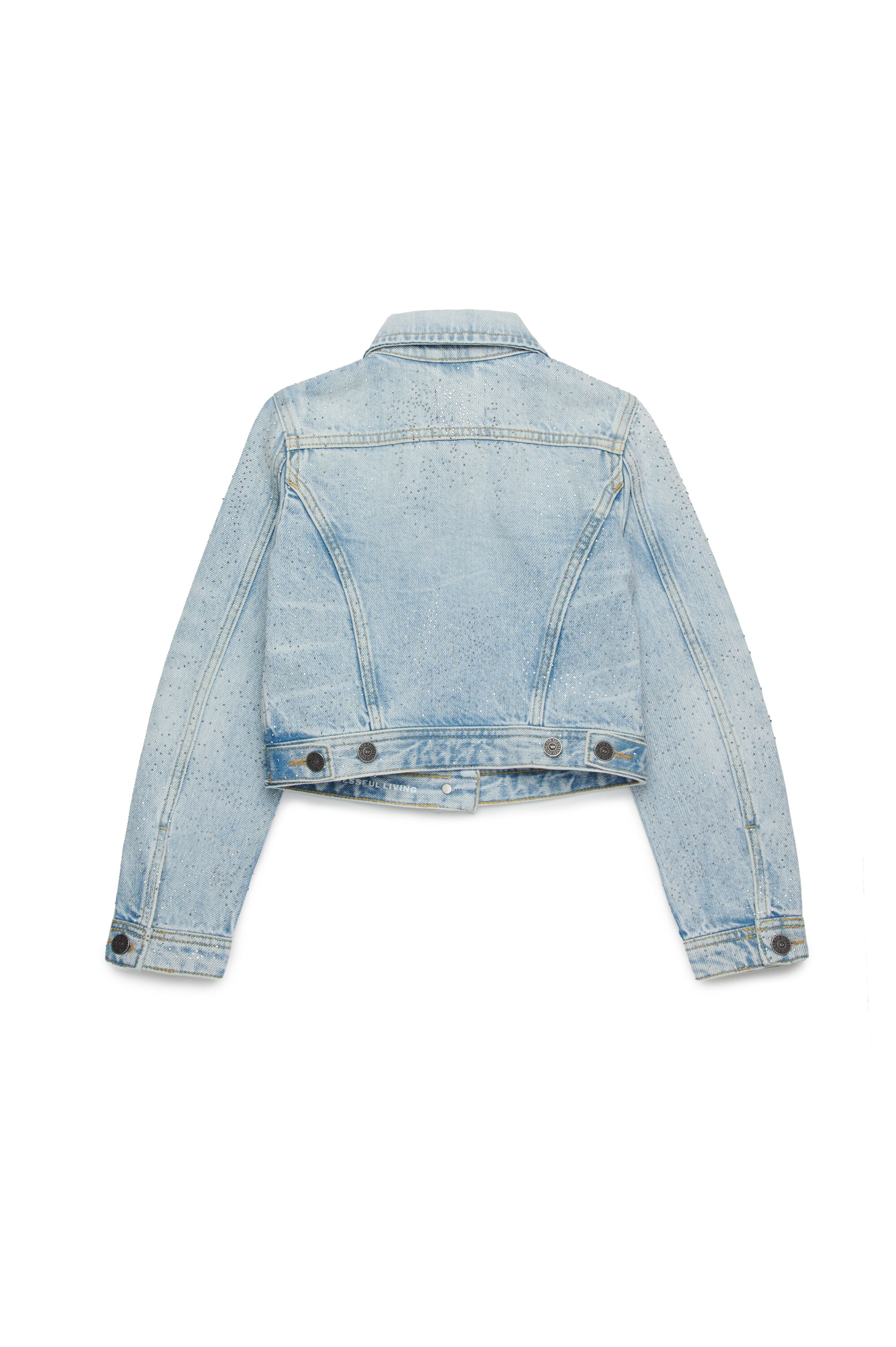 Diesel - JSLIMMY-J, Chaqueta trucker en denim con microdiamantes Mujer in Azul marino - 2