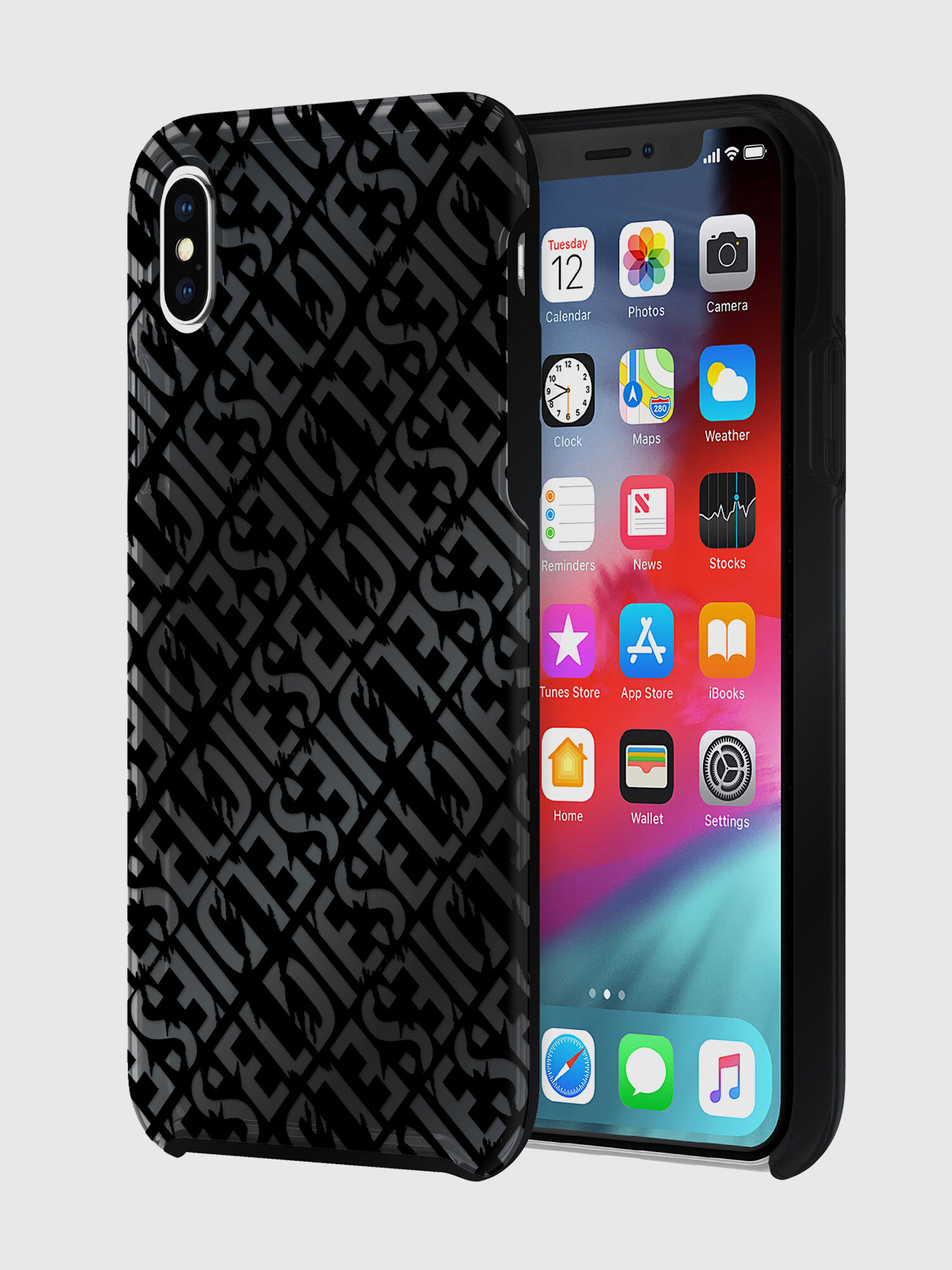 Diesel - DIESEL PRINTED CO-MOLD CASE FOR IPHONE XS MAX, Funda con logotipo en relieve, iPhone XS Max Unisex in Negro - 1