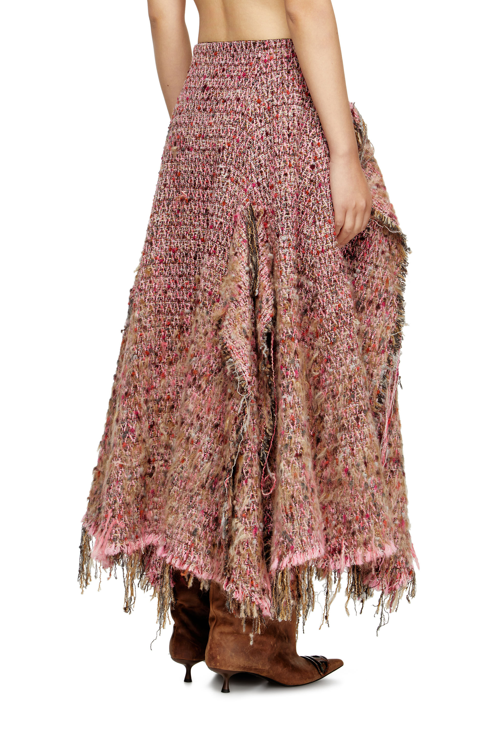 Diesel - O-RIELLA, Falda de bouclé cepillado con dobladillo deshilachado Mujer in Rosa - 4
