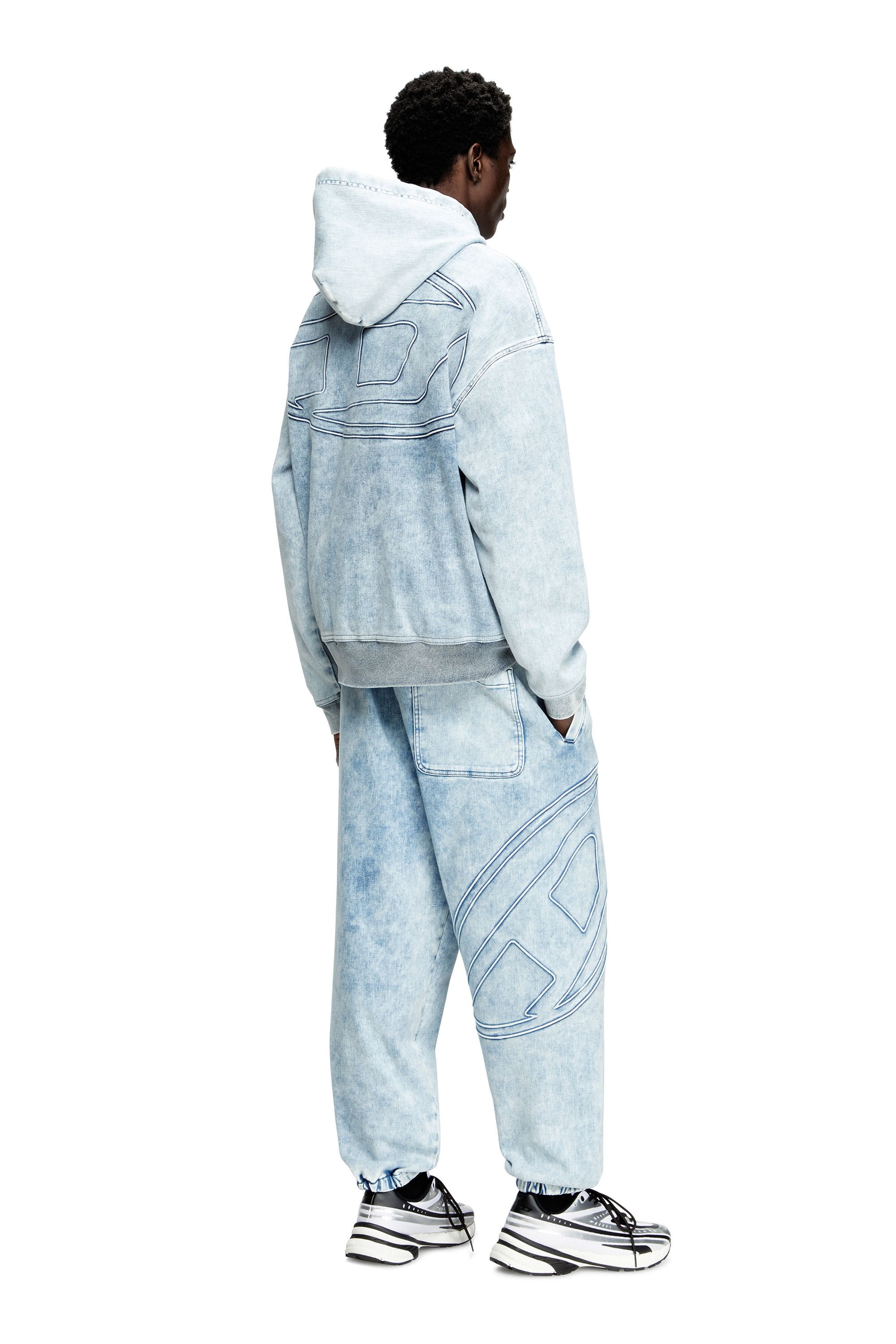 Diesel - D-REBBIT-S-TRACK, Sudadera con capucha en denim efecto mármol Unisex in Azul marino - 1