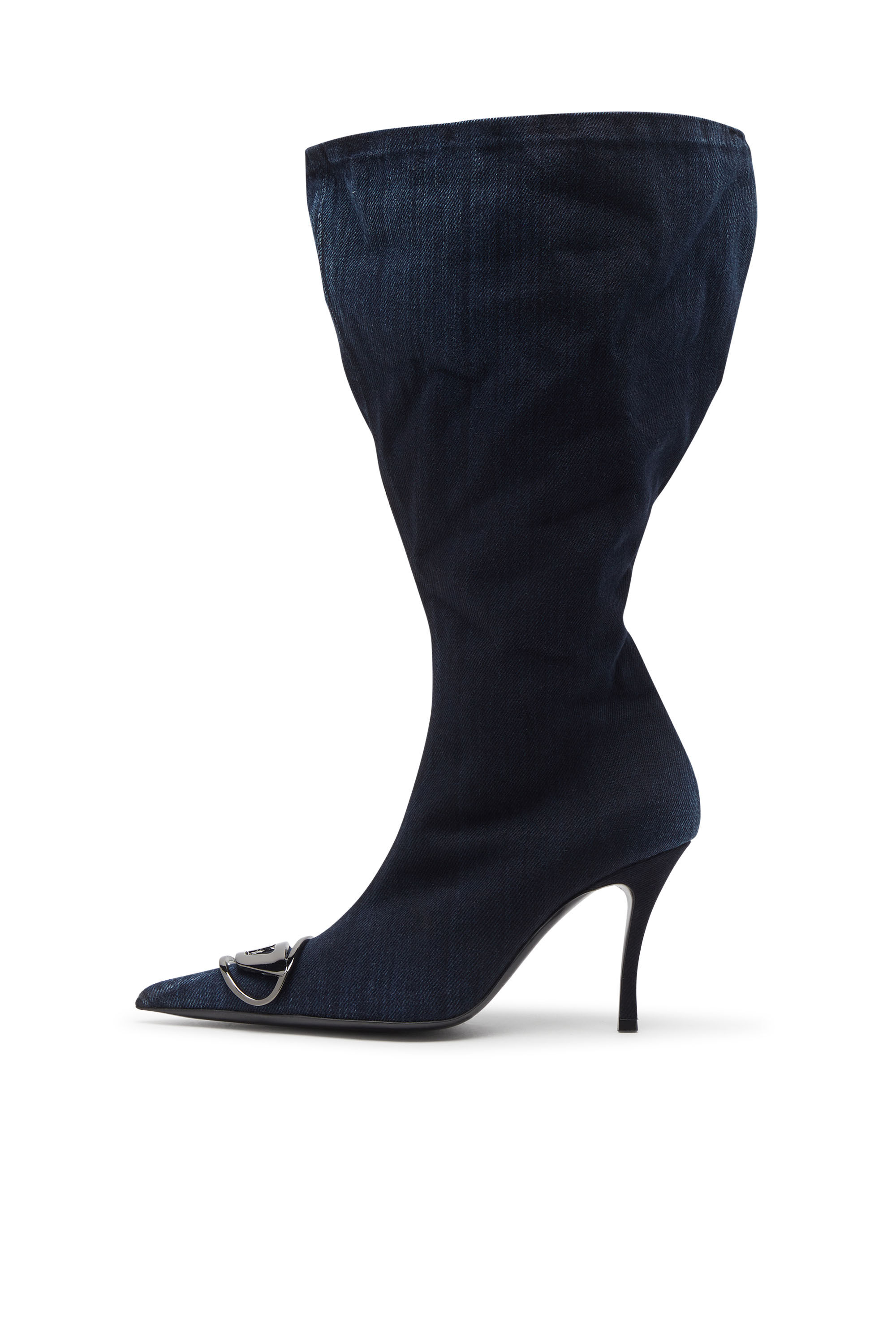 Diesel - D-VENUS KB LARGE, Botas anchas hasta la rodilla en denim Mujer in Azul marino - 6