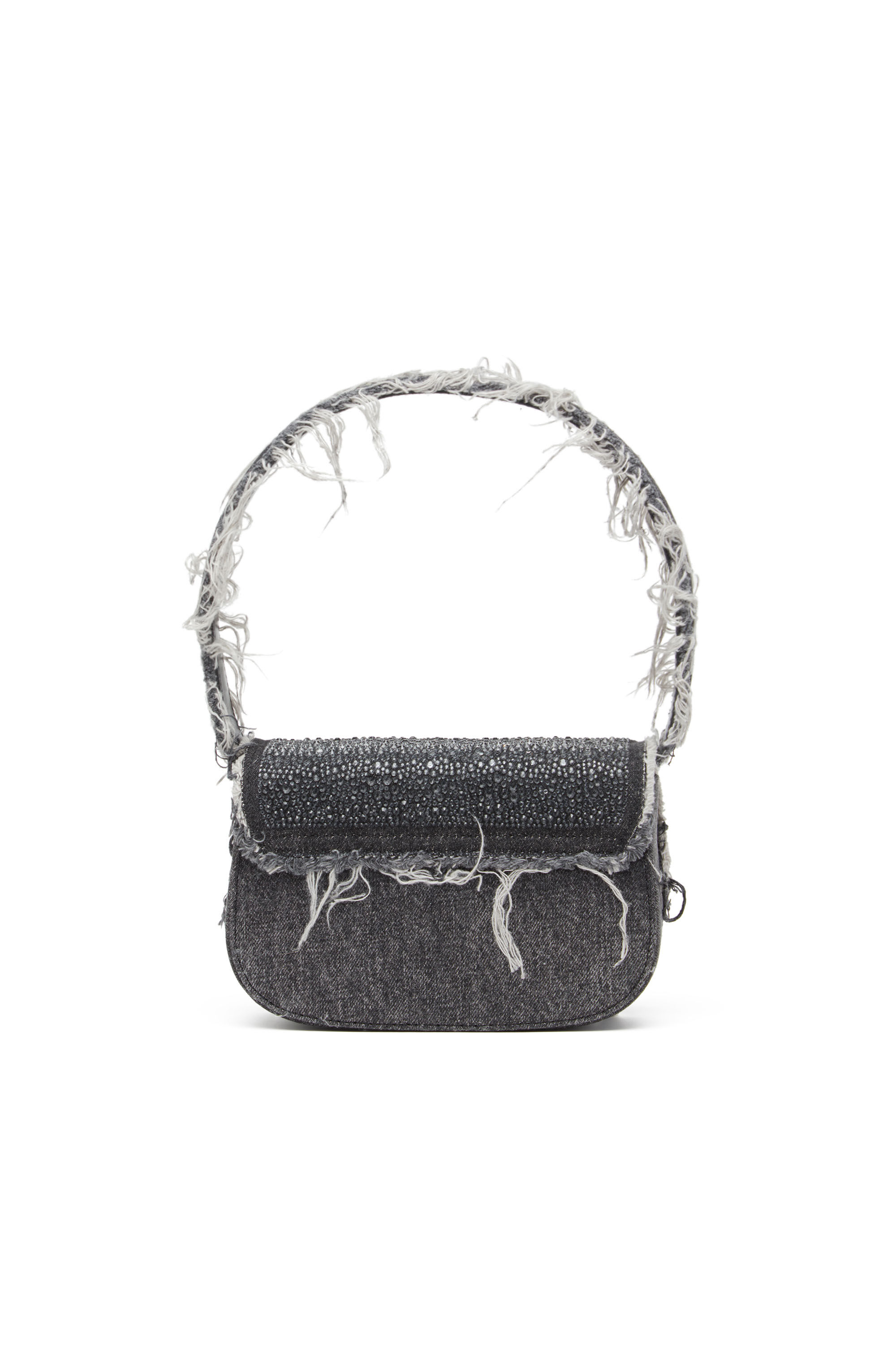 Women's 1DR-Iconic shoulder bag in denim and crystals | Black | Diesel