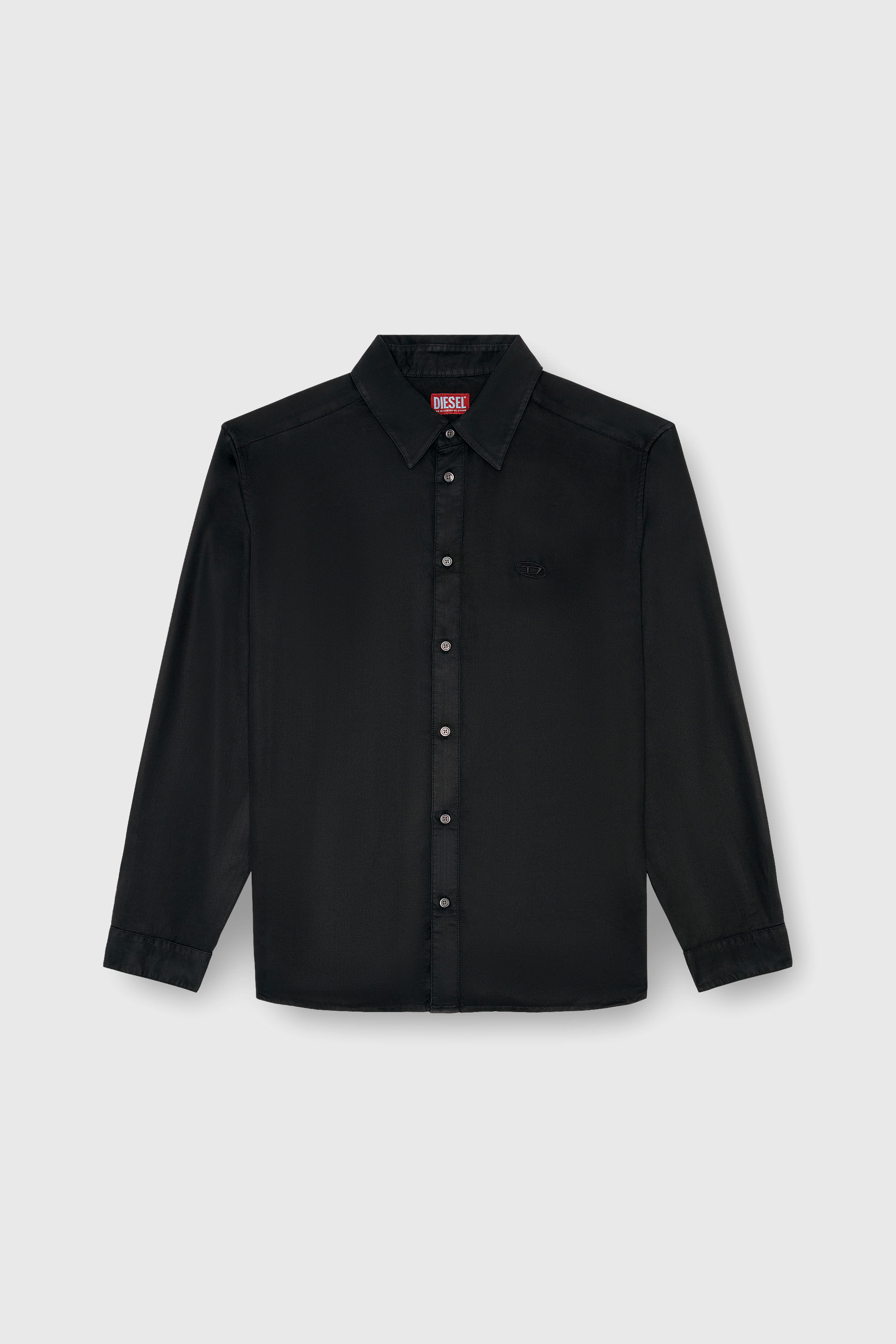 Diesel - S-SIMPLY-C, Camisa fluida con logotipo bordado Hombre in Negro - 2