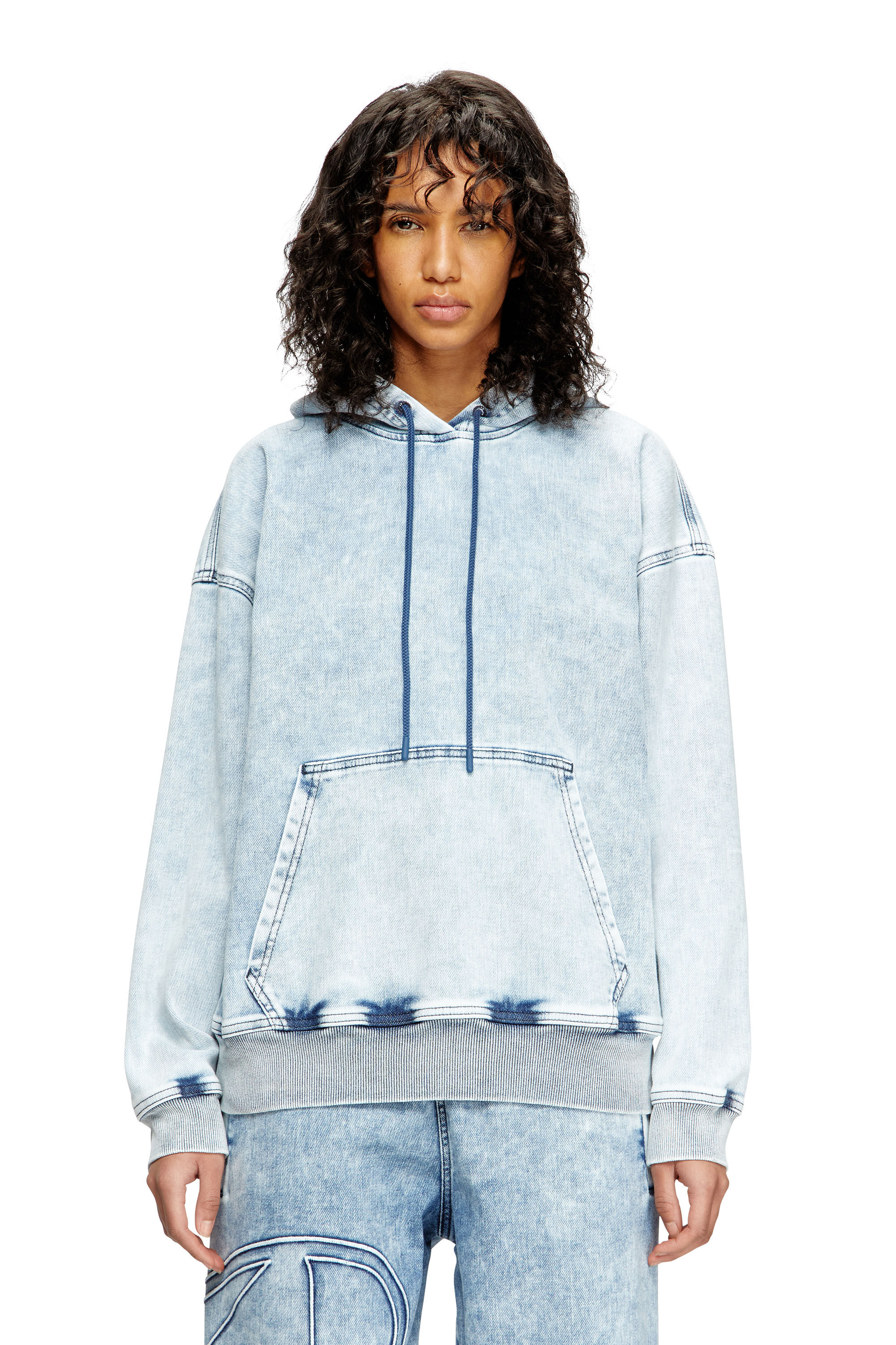 Diesel - D-REBBIT-S-TRACK, Sudadera con capucha en denim efecto mármol Unisex in Azul marino - 6