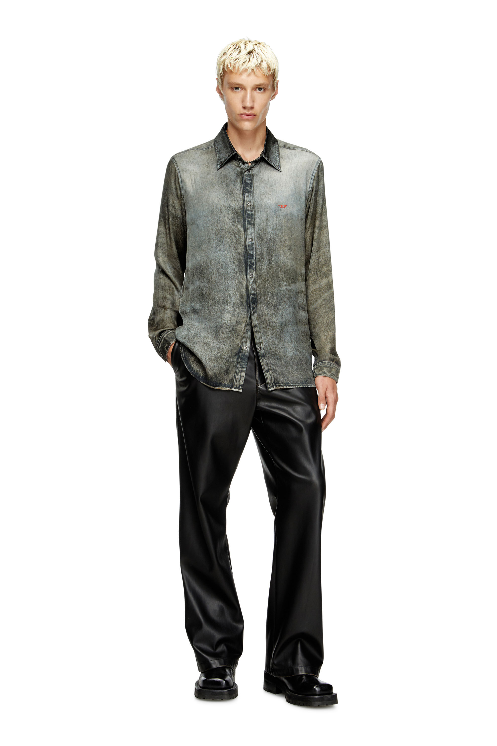 Diesel - S-SIMPLY-LKCT, Camisa de viscosa tipo denim Hombre in Negro - 1