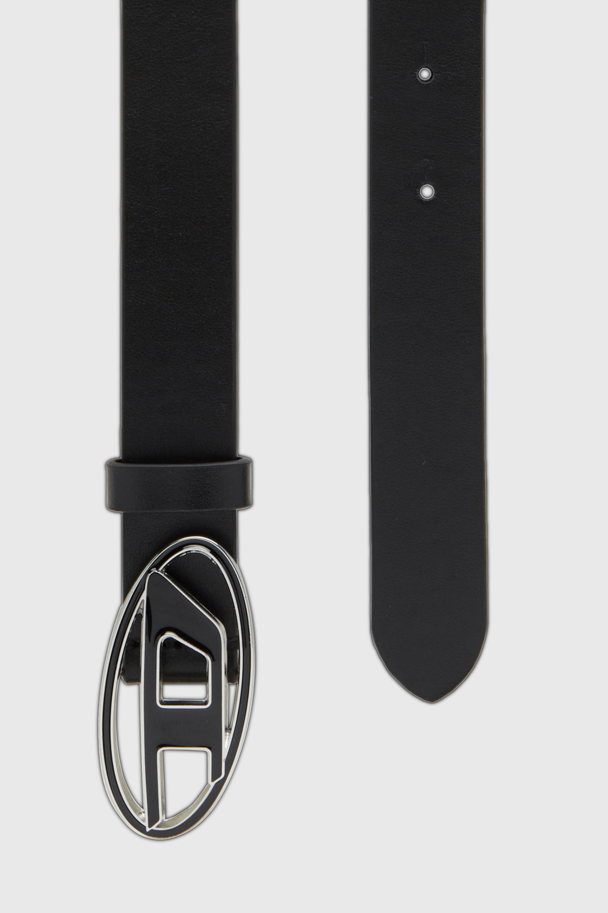 Diesel - B-1DR 25, Cintur&oacute;n 2.4 cm de cuero con hebilla Oval D esmaltada Mujer in Negro - 2