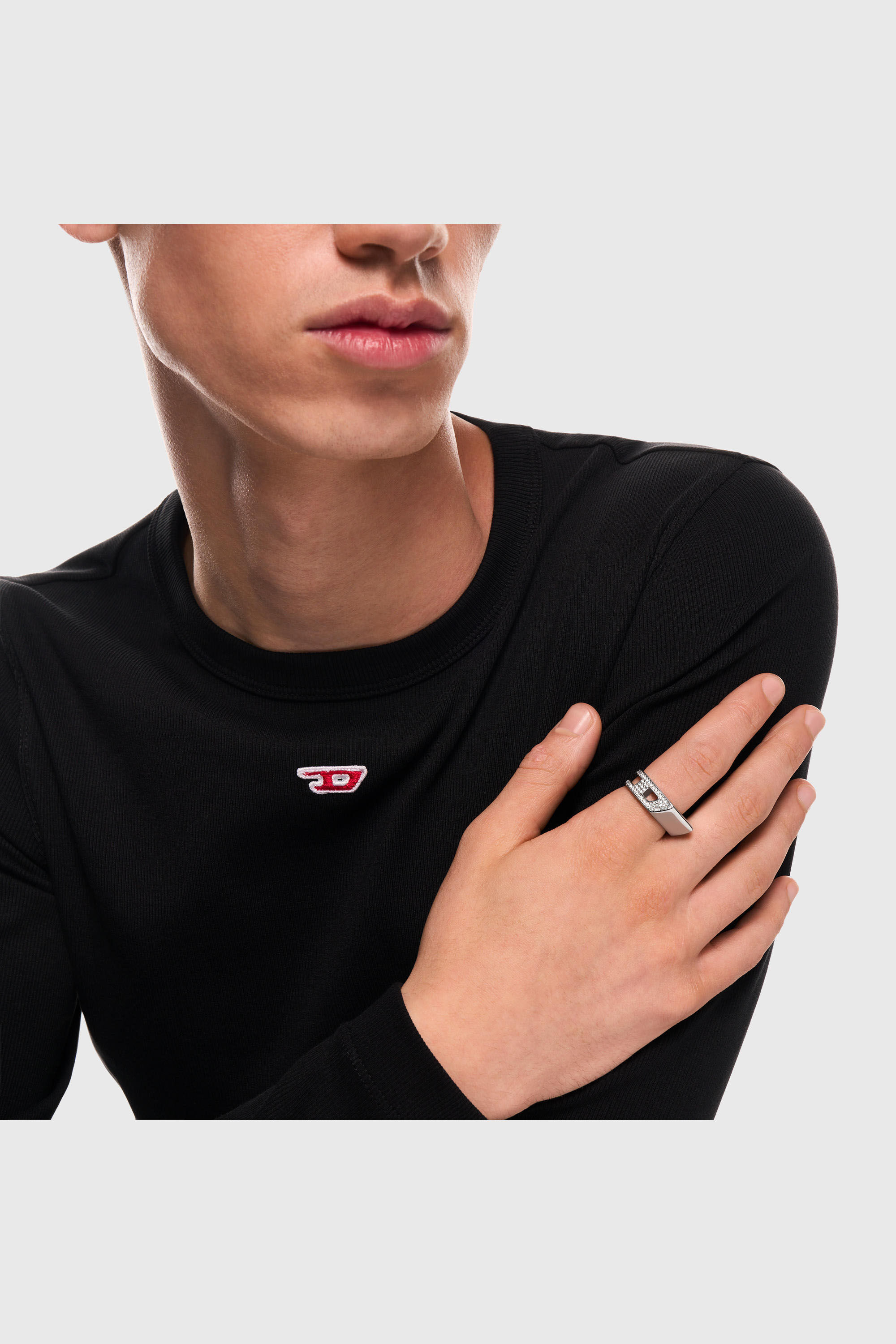 Diesel - DX1740040, Anillo tipo banda de acero inoxidable con pav&eacute; Unisex in Plateado - 5
