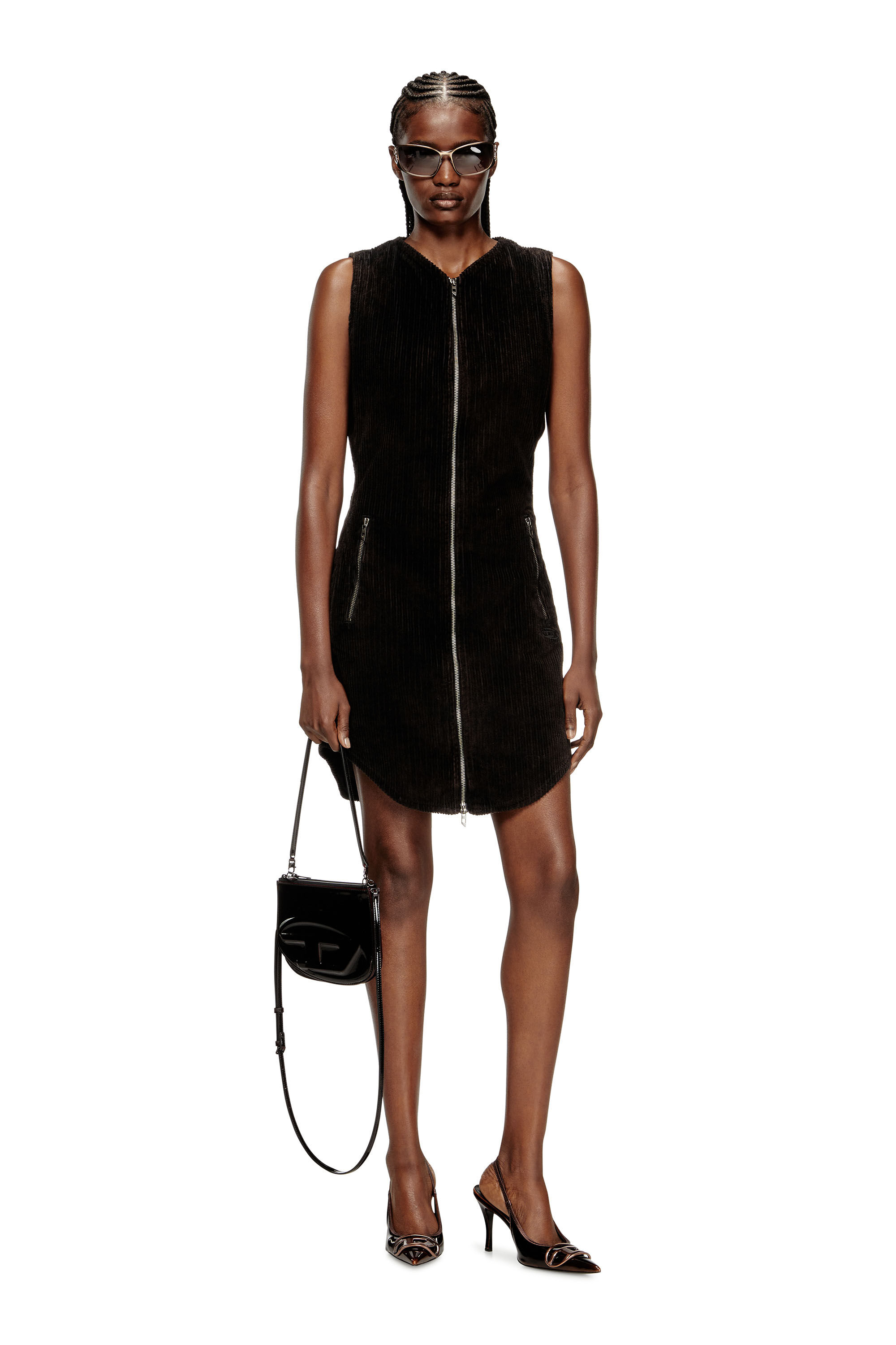 Diesel - D-ENEA, Vestido corto de algodón con cremallera frontal Mujer in ToBeDefined - 1