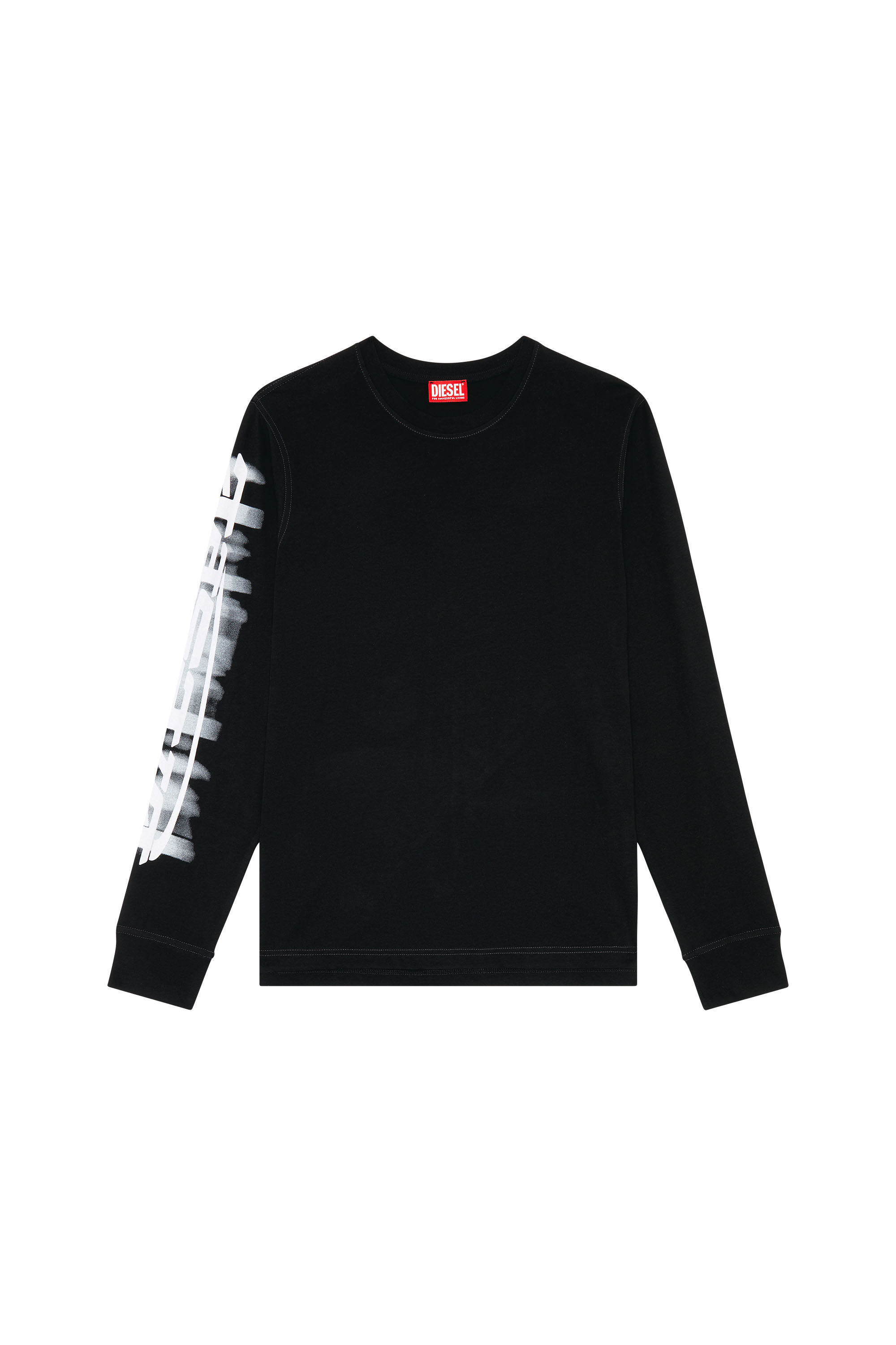 Diesel - T-JUST-LS-SLITS-N2, Camiseta de manga larga con estampado Diesel borroso Hombre in Negro - 2