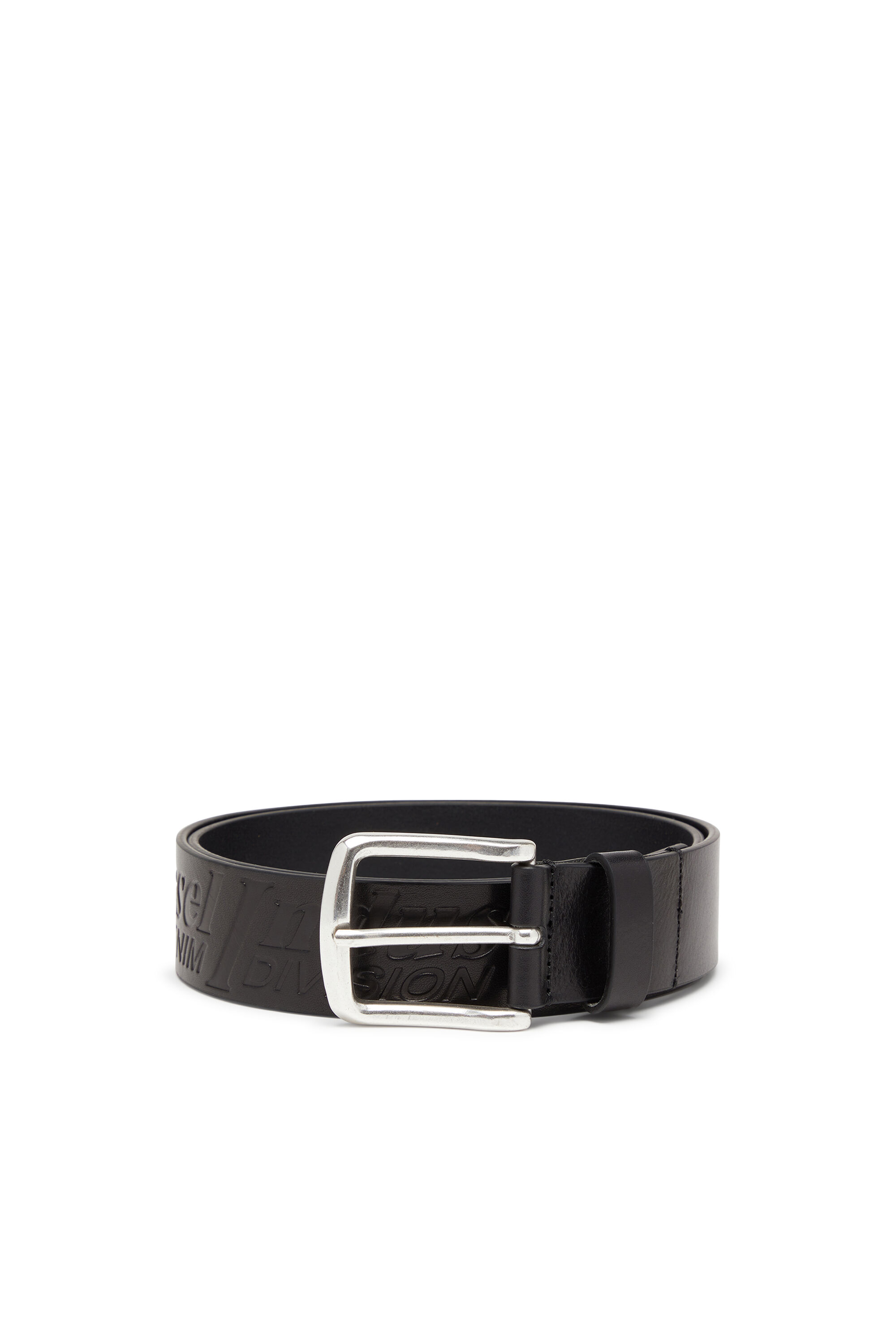 Diesel - B-FLAG-D EMBOSSED, Cinturón de cuero de 4 cm con logo grabado Hombre in Negro - 1