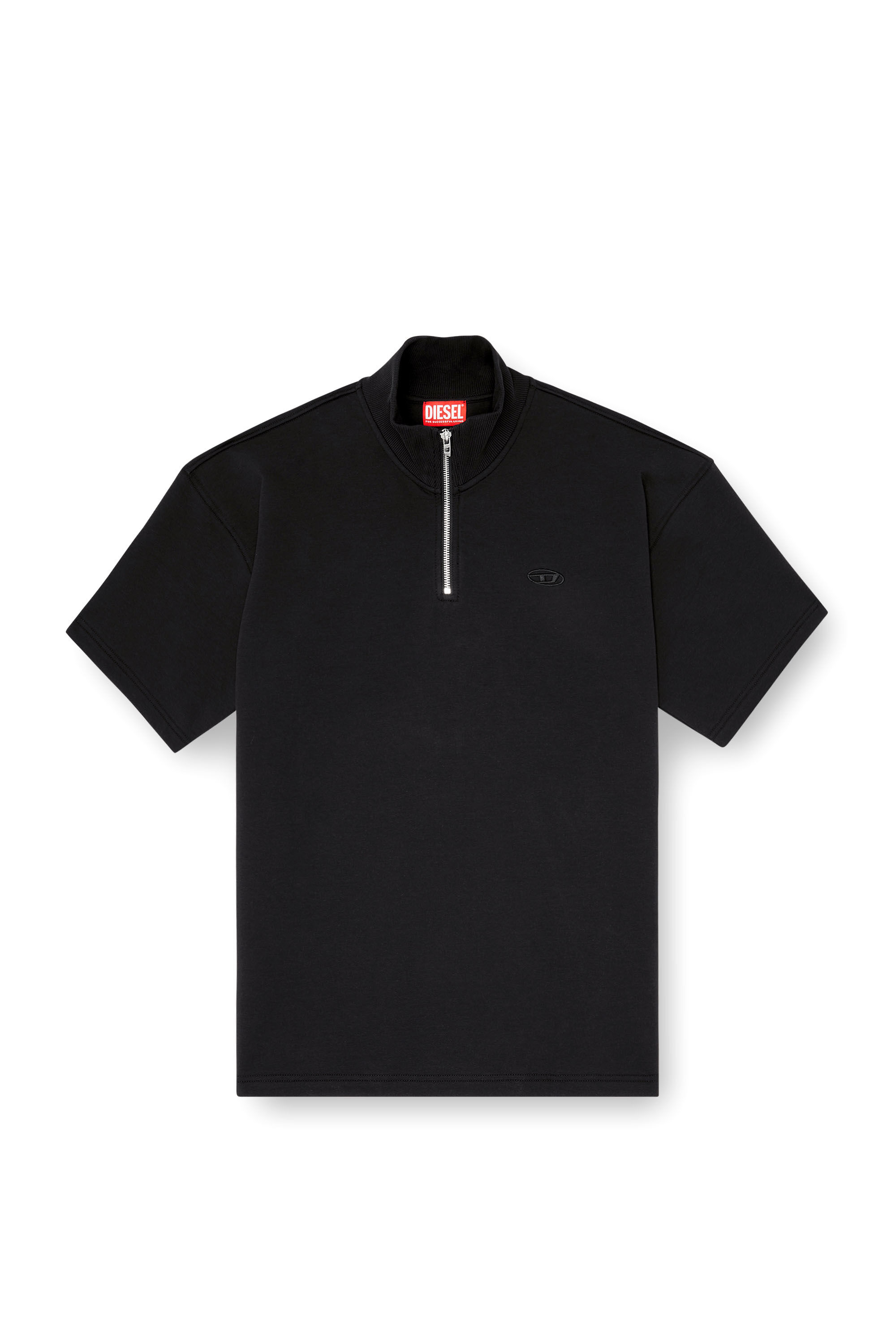 Diesel - S-CUBY, Sudadera de manga corta con media cremallera en scuba ligero Hombre in Negro - 2