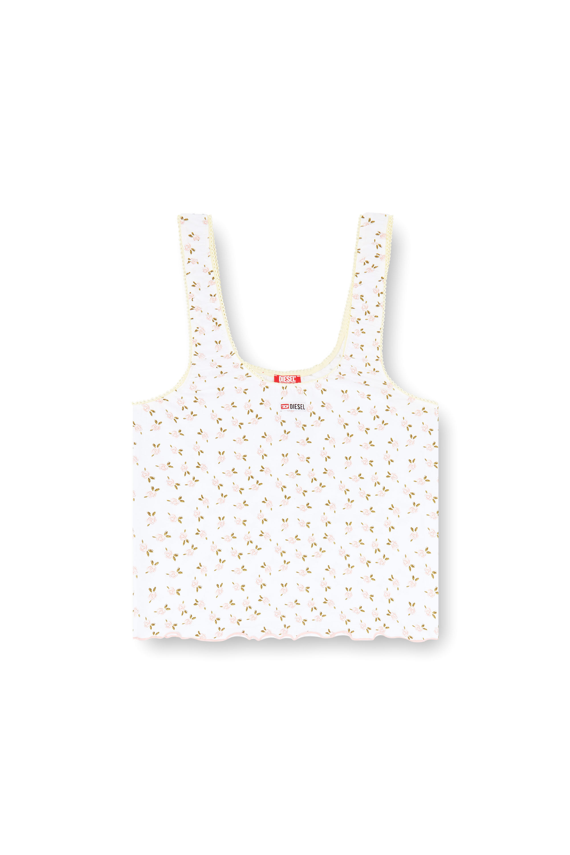 Diesel - GEORGIE-D-CORE, Top de algod&oacute;n stretch con estampado floral Mujer in Blanco - 2