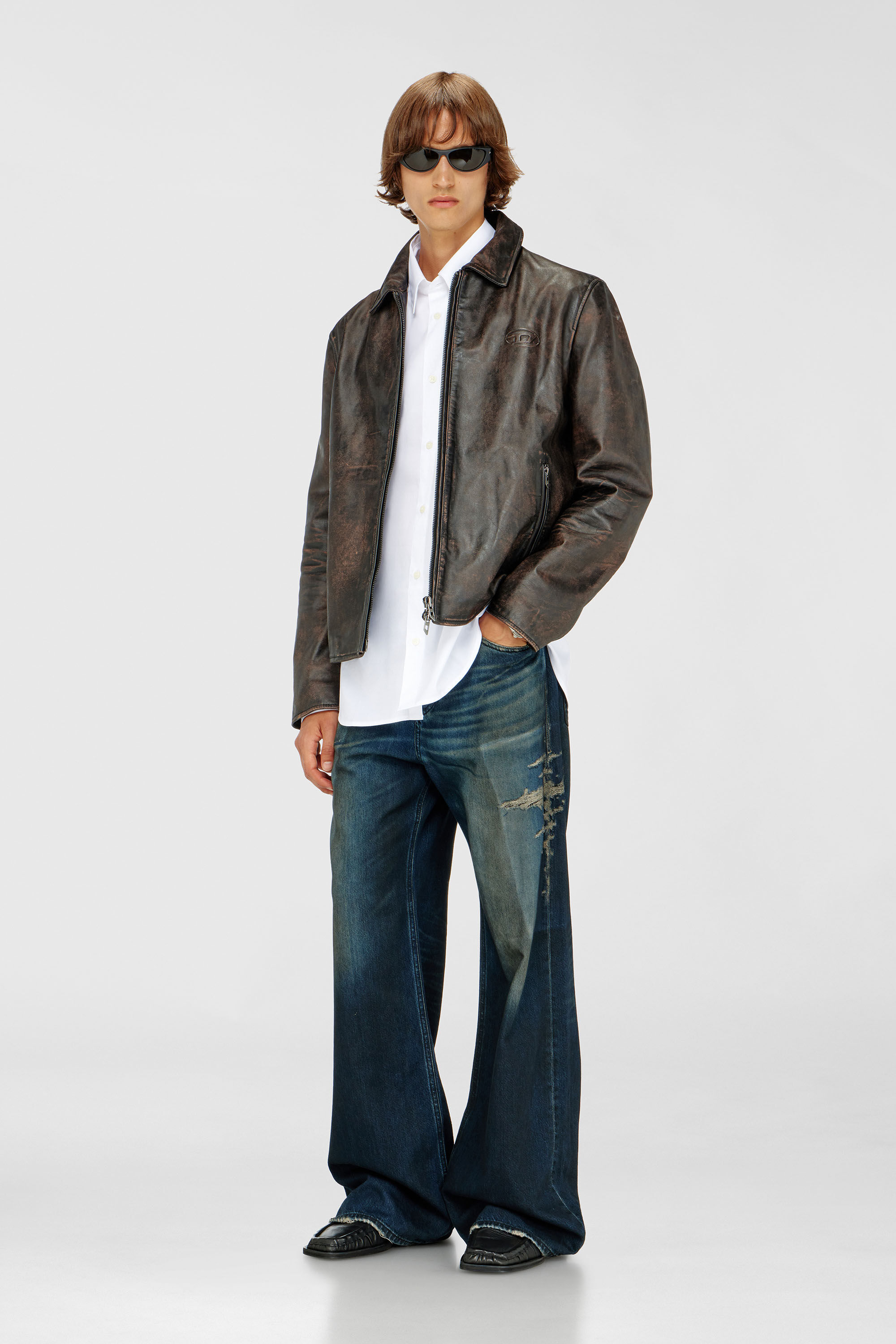 Diesel - S-SIMPLY-GSBH, Camisa de popelina el&aacute;stica con bordado Hombre in Blanco - 1