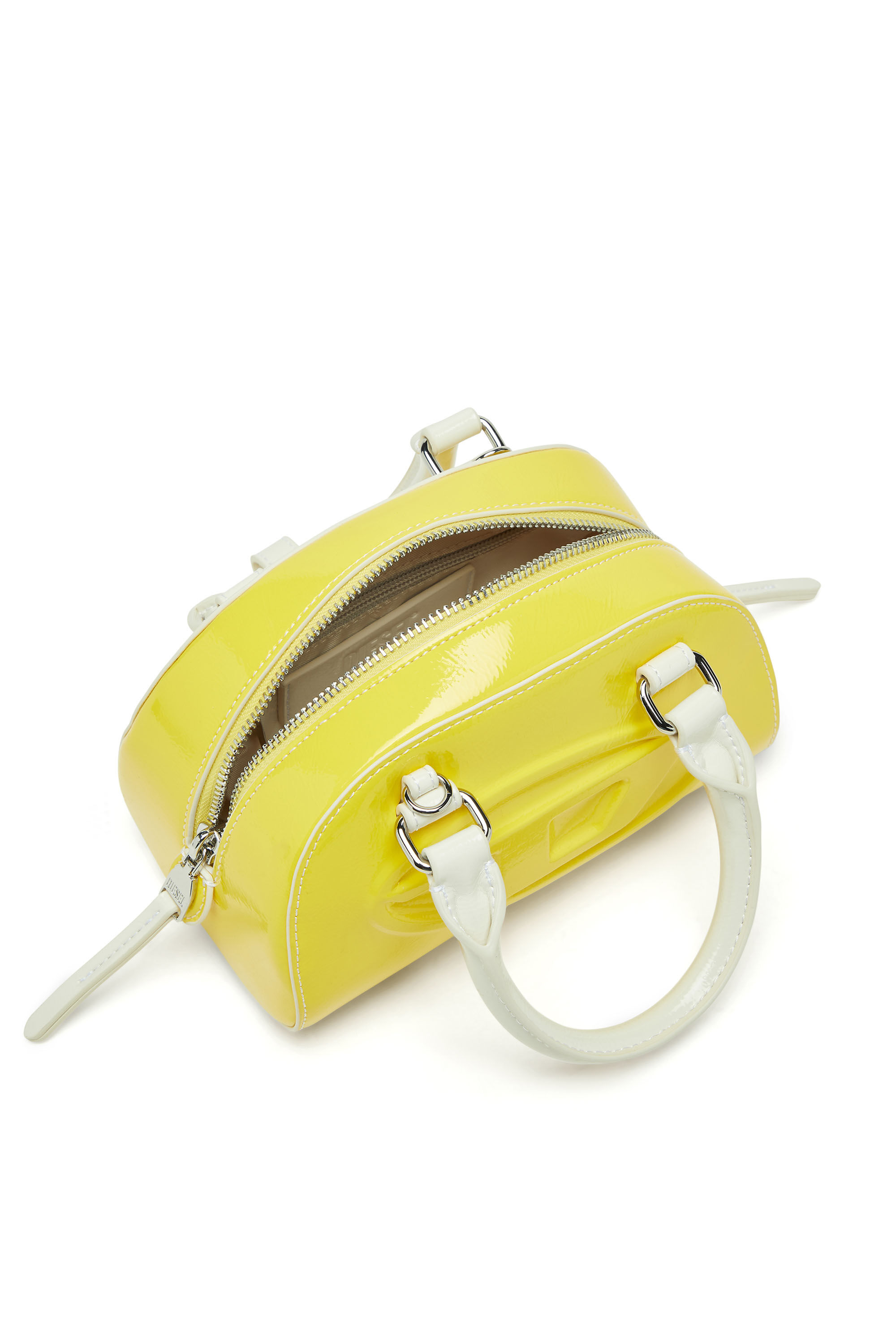 Diesel - 1DR DOME CROSSBODY, 1DR Dome-Bolso bowling mini con efecto naplak Mujer in Amarillo - 3