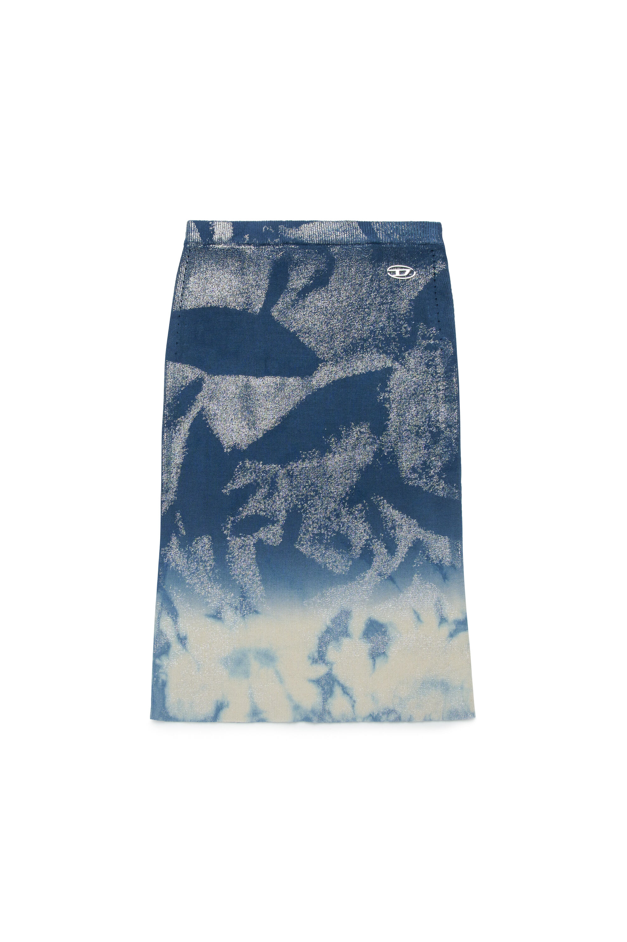 Diesel - GMILAN, Falda lápiz de punto teñida en degradado metálico Mujer in Plateado - 1