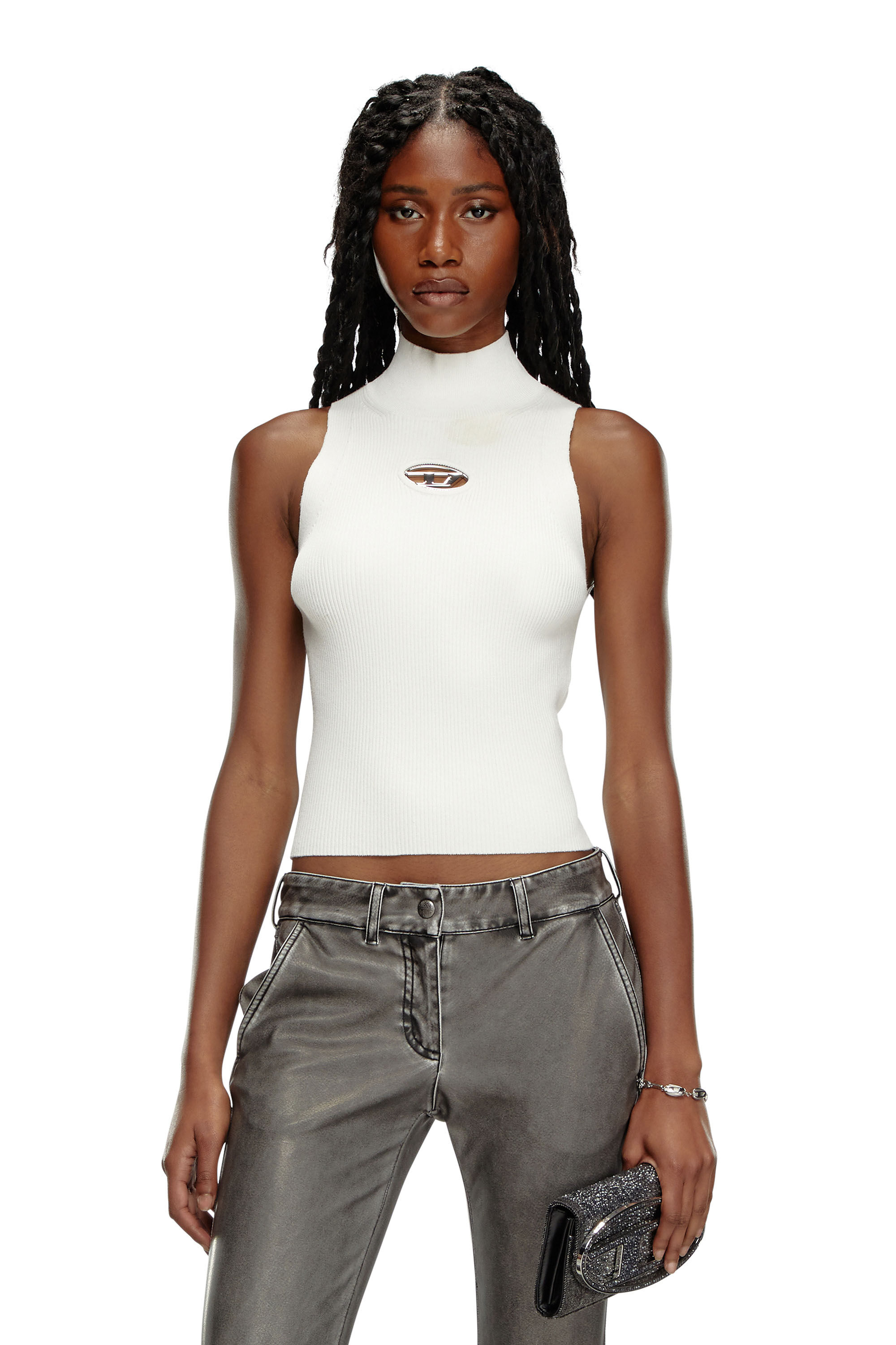 Top de cuello alto de punto de canale Mujer Blanco Diesel