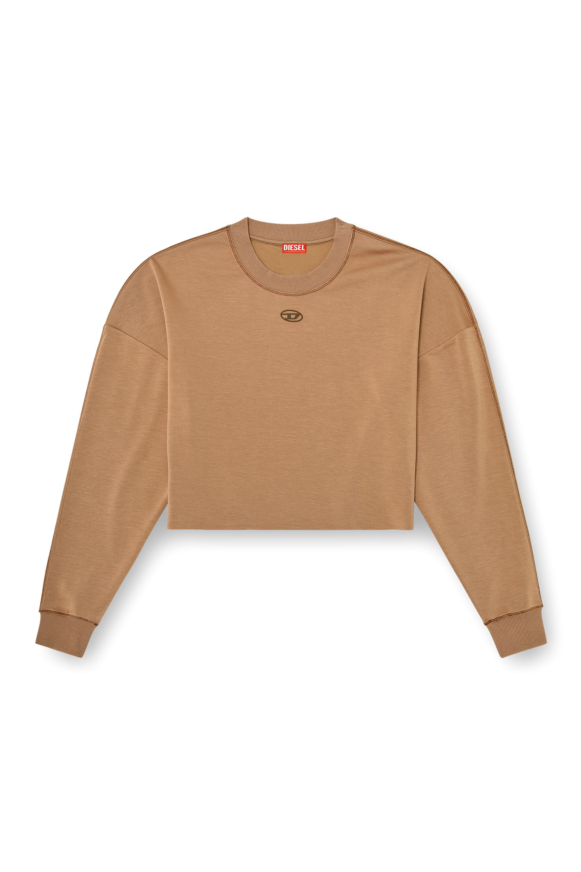 Diesel - BLAKE-UTLT, Crop top en scuba stretch ligero Mujer in Marr&oacute;n - 2