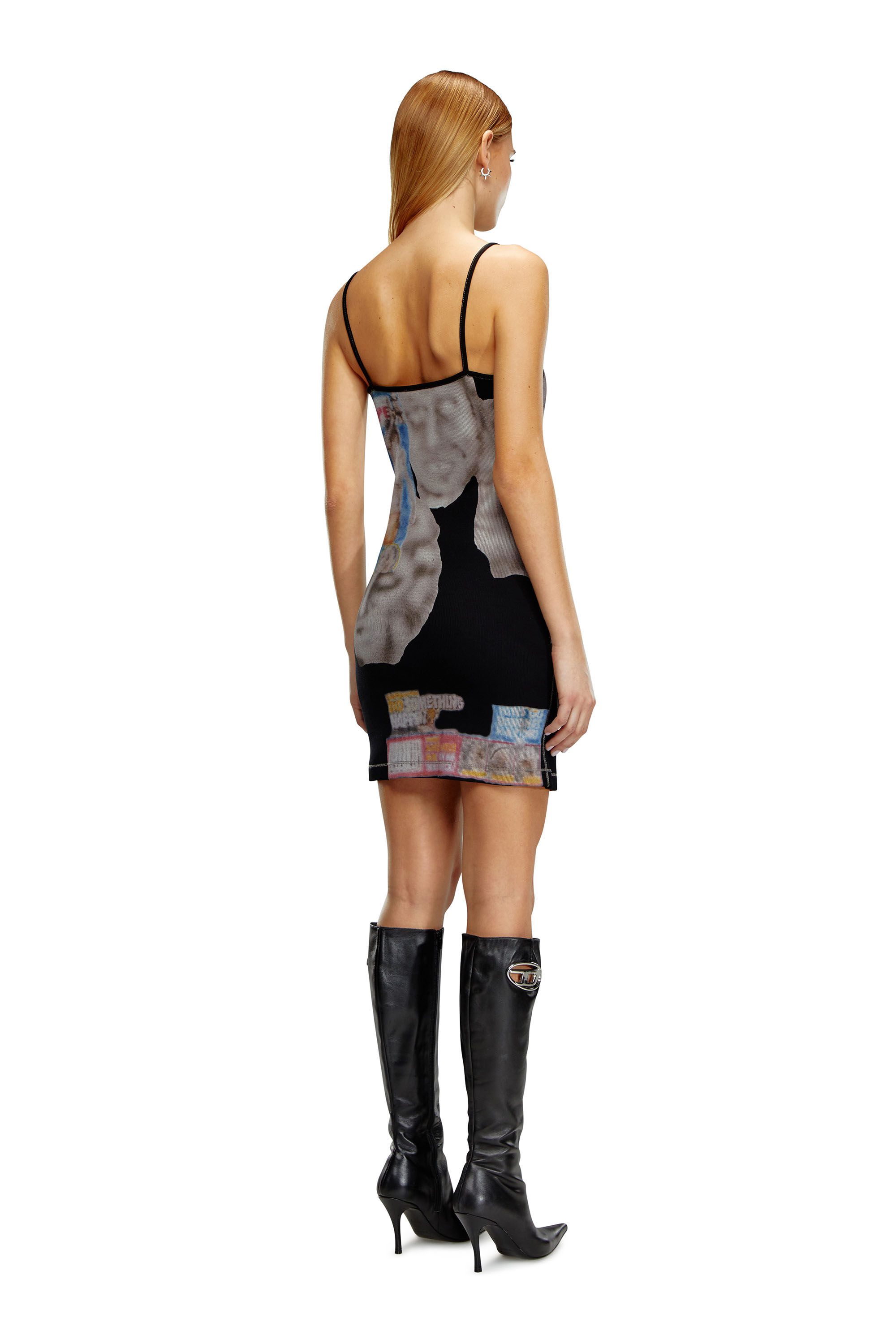 Diesel - D-HOPY-N1, Vestido bodycon corto con gráficos impresos Mujer in Negro - 3