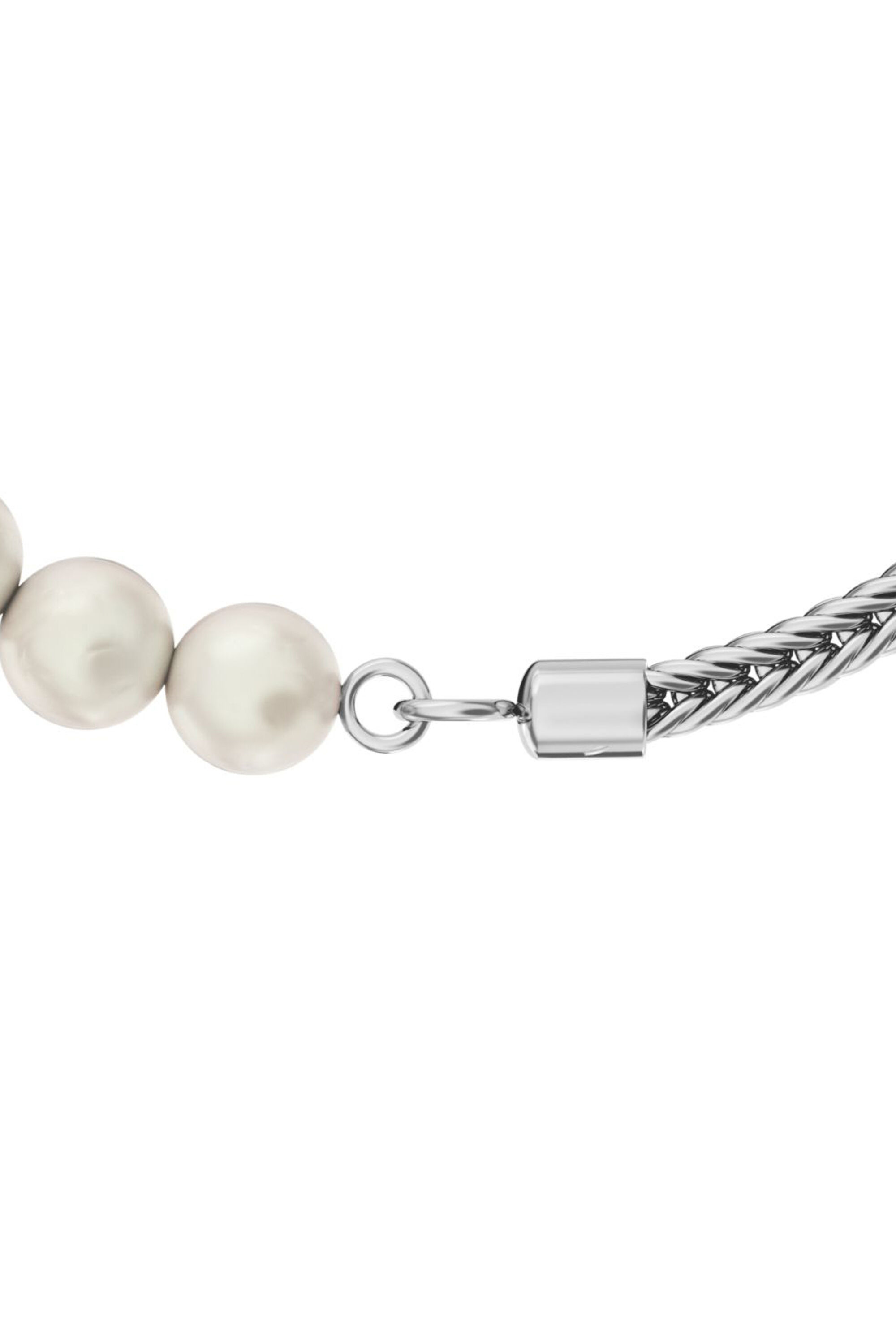 Diesel - DL1368040 STERLING SILVER JEWEL, Pulsera de cadena de plata de ley y perlas Unisex in Plateado - 3
