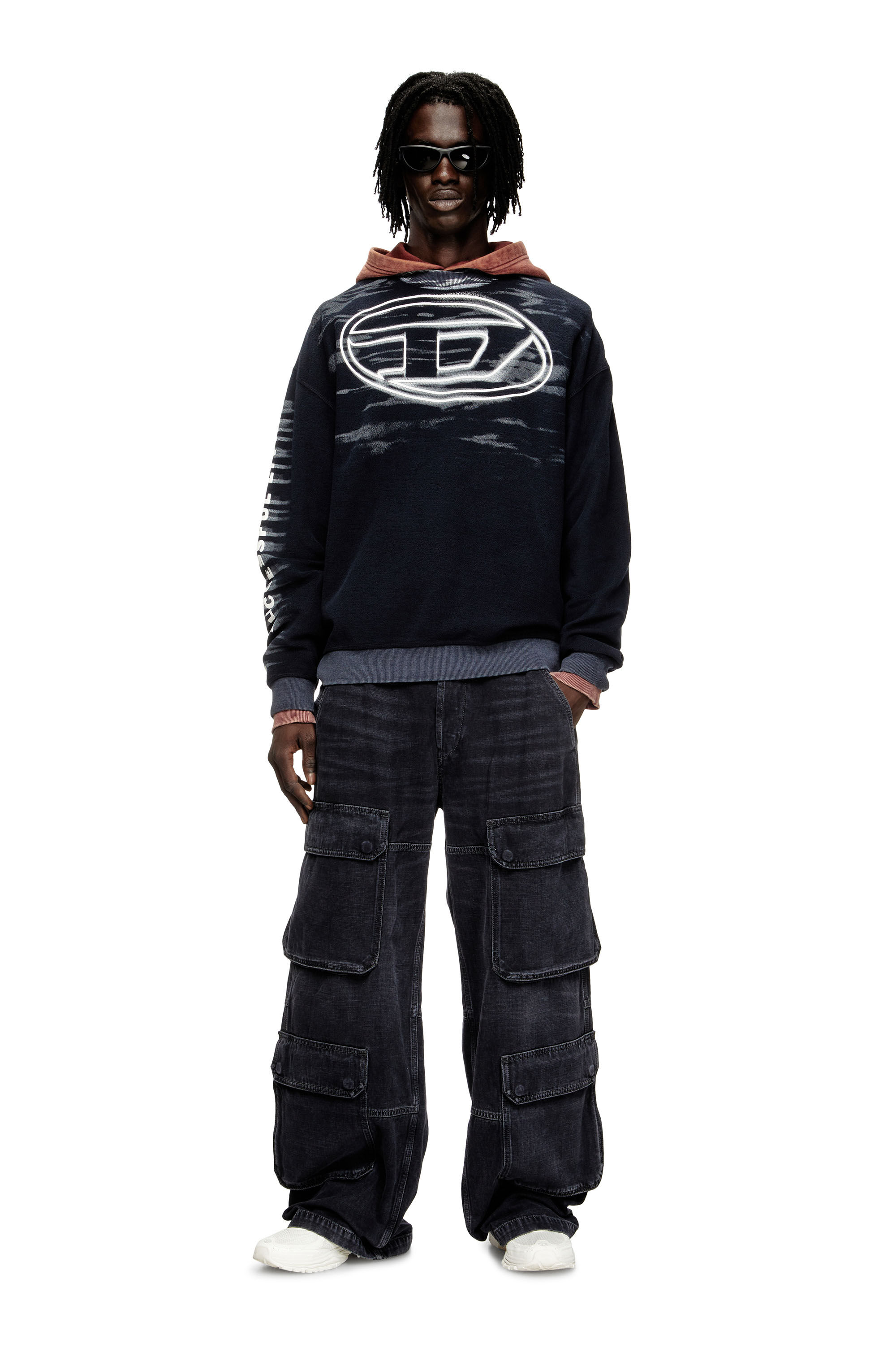 Diesel - S-BOXT-T1, Sudadera de algodón con estampado Oval D Hombre in Azul marino - 1