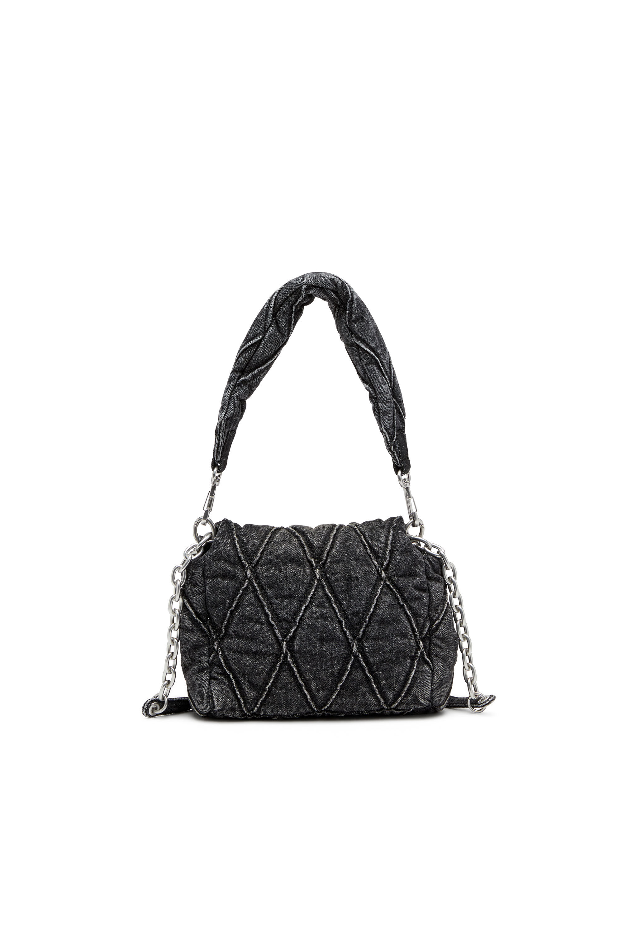 Diesel - CHARM-D SHOULDER S, Charm-D S-Bolso de hombro pequeño de denim acolchado Mujer in Negro - 3