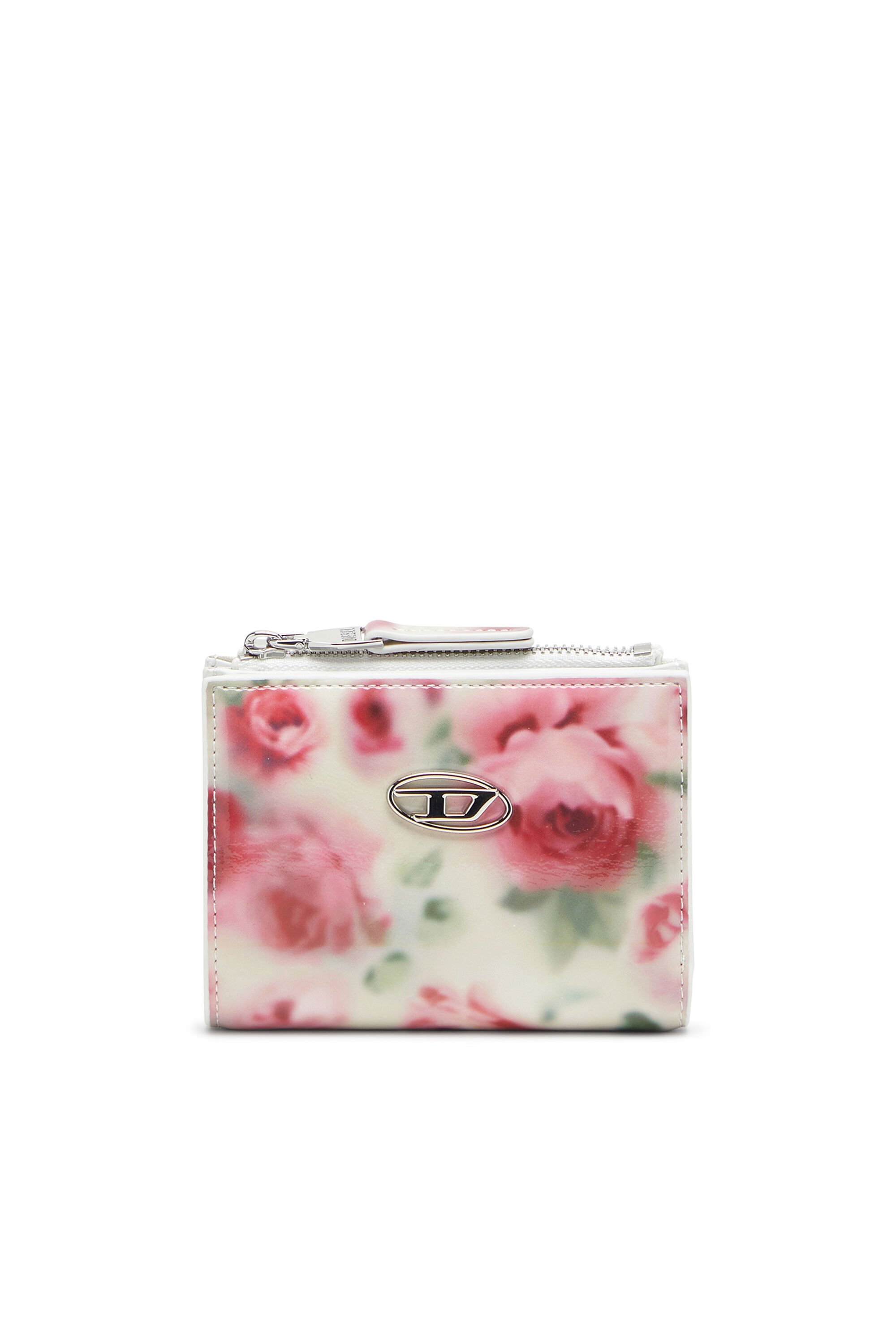 Diesel - PLAY BI-FOLD ZIP II, Cartera pequeña de poliuretano brillante estampado Mujer in Multicolor - 1