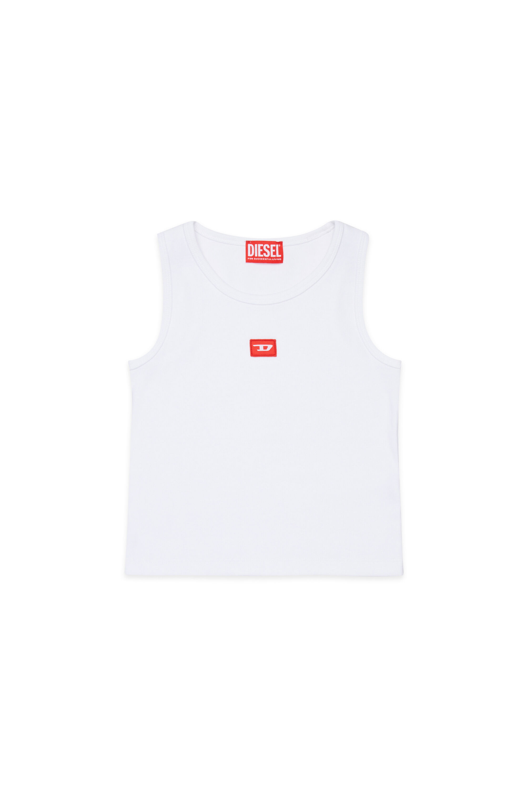 Diesel - TPACI, Camiseta de tirantes de algod&oacute;n canal&eacute; con parche Mujer in Blanco - 1