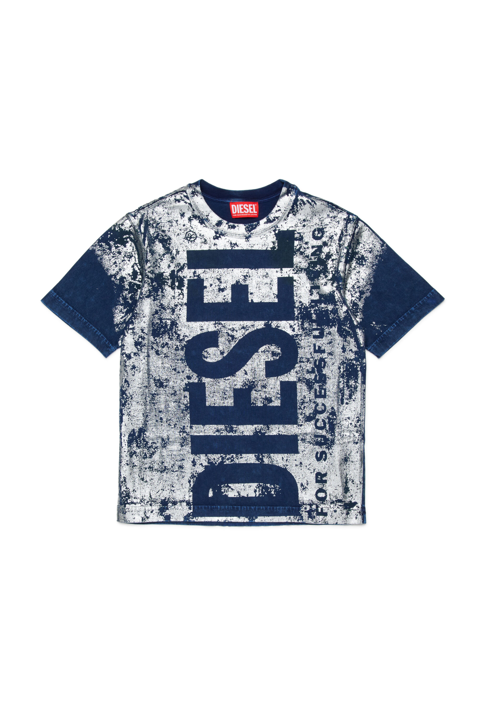Diesel - TABOXTAR2 OVER, Camiseta con estampado efecto tiza Hombre in Azul marino - 1