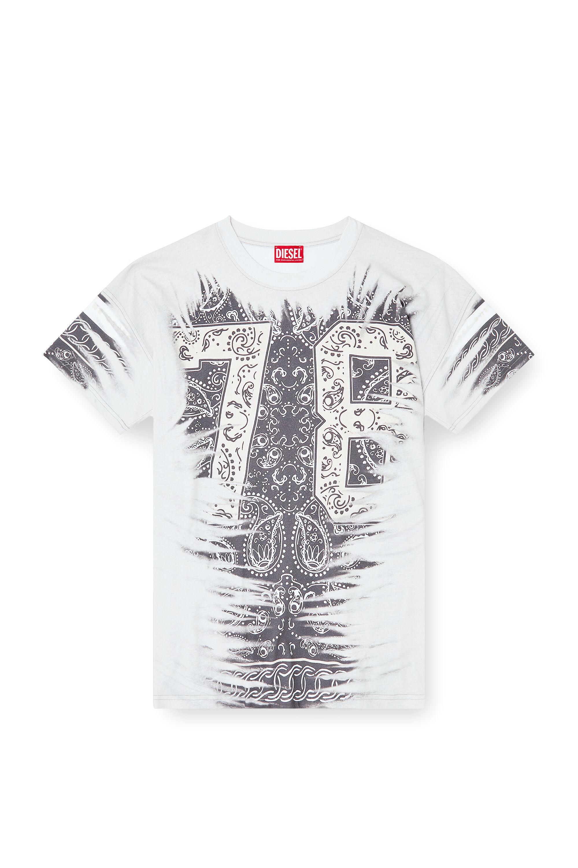 Diesel - T-BOXT-78-R1, Man's T-shirt with 78 bandana print in White - 2