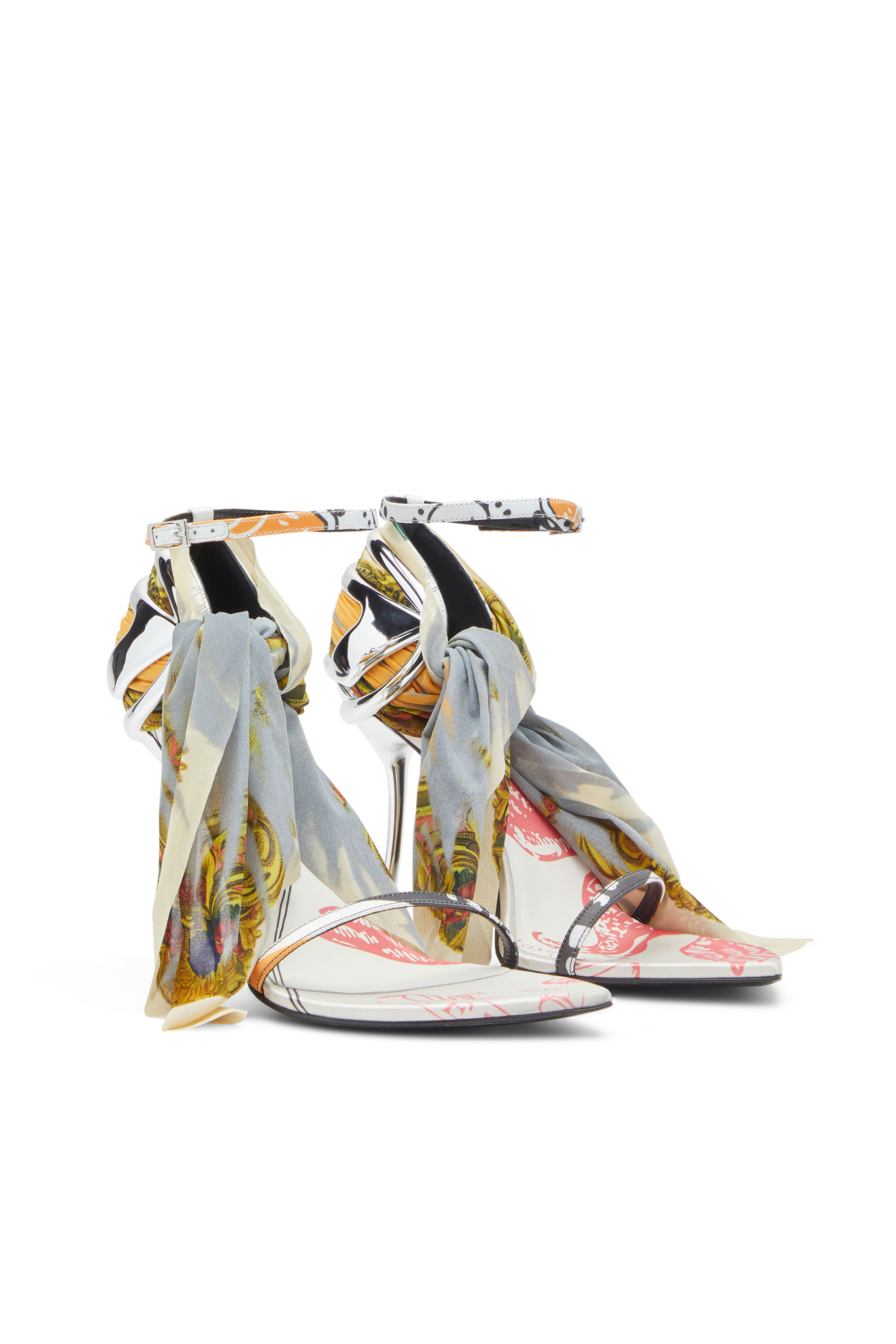 Diesel - D-TEN&HALF SDL BANDANA, D-Ten&Half-Sandalias de tacón estilo bandana en satén Mujer in Multicolor - 2
