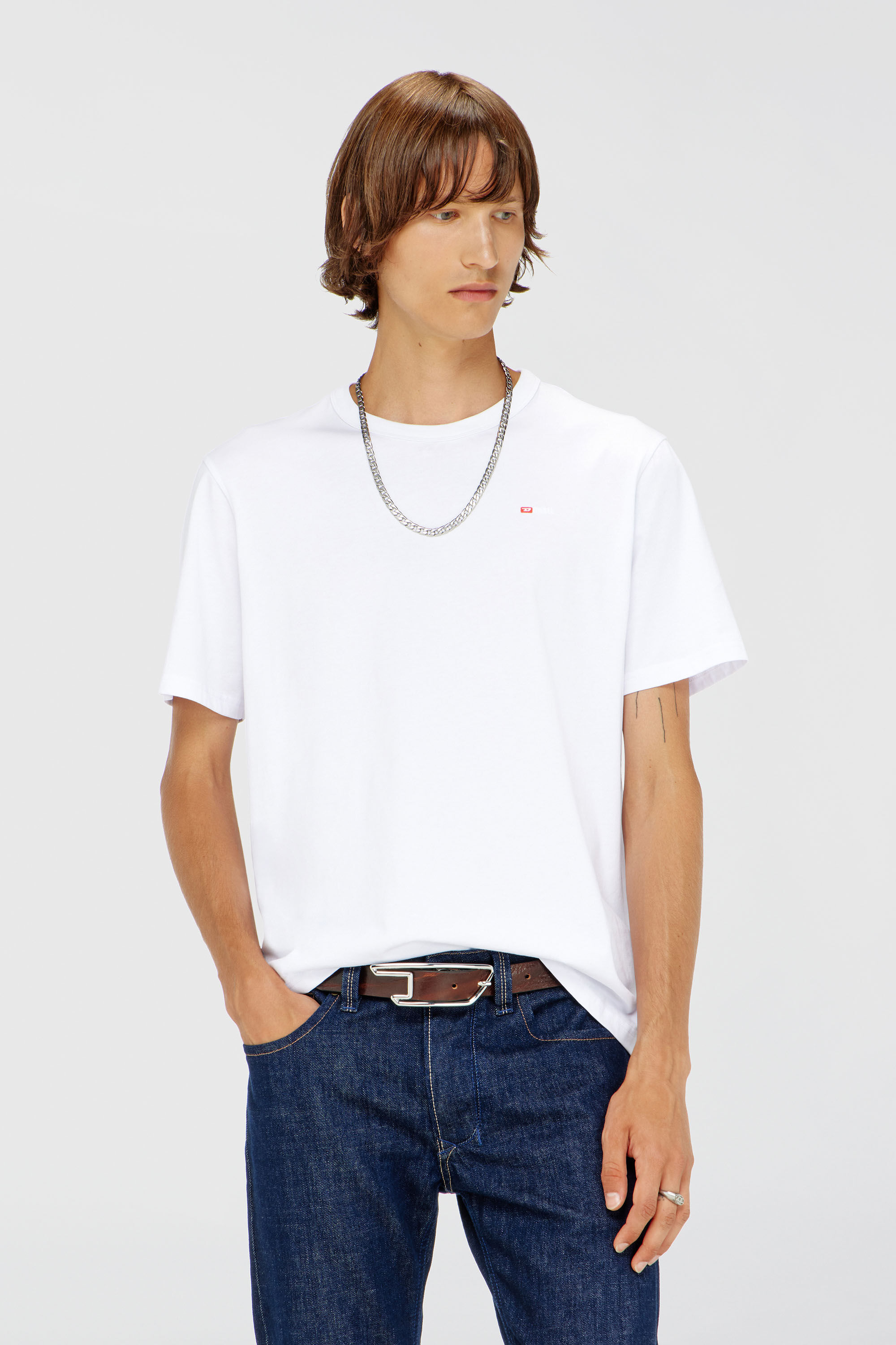 Diesel - T-ADJUST-MICRODIV, Camiseta con logotipo peque&ntilde;o bordado Unisex in Blanco - 3