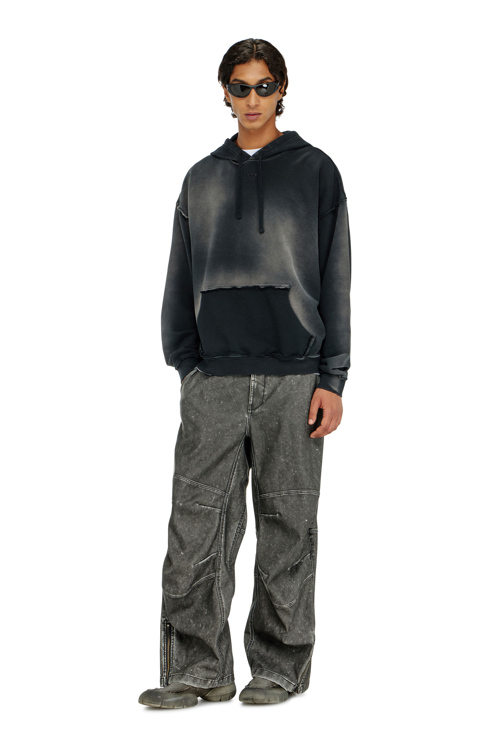 Diesel - S-POCK-HOOD, Sudadera de algod&oacute;n descolorida con detalles deshilachados Hombre in ToBeDefined - 1