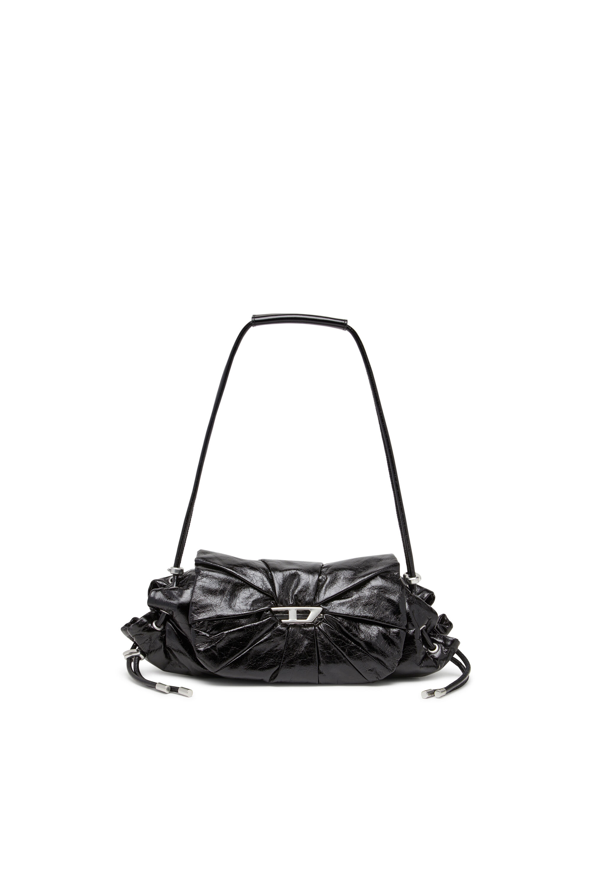 Diesel - SCRUNCH-D SHOULDER S, Scrunch-D S-Bolso de hombro de cuero arrugado Mujer in Negro - 1