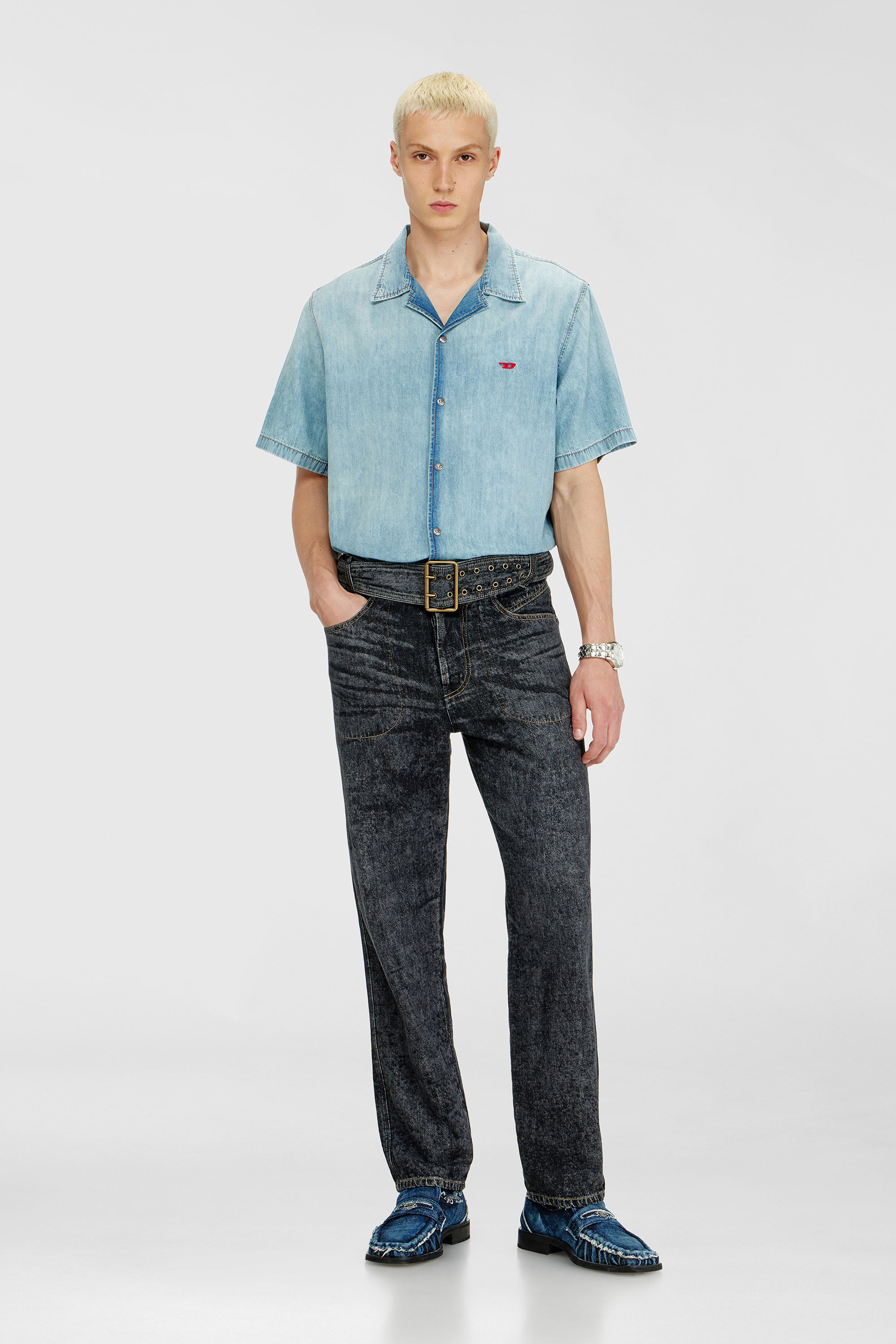 Diesel - Relaxed Jeans D-Marcus 09Q24 Hombre, Negro/Gris oscuro - 2