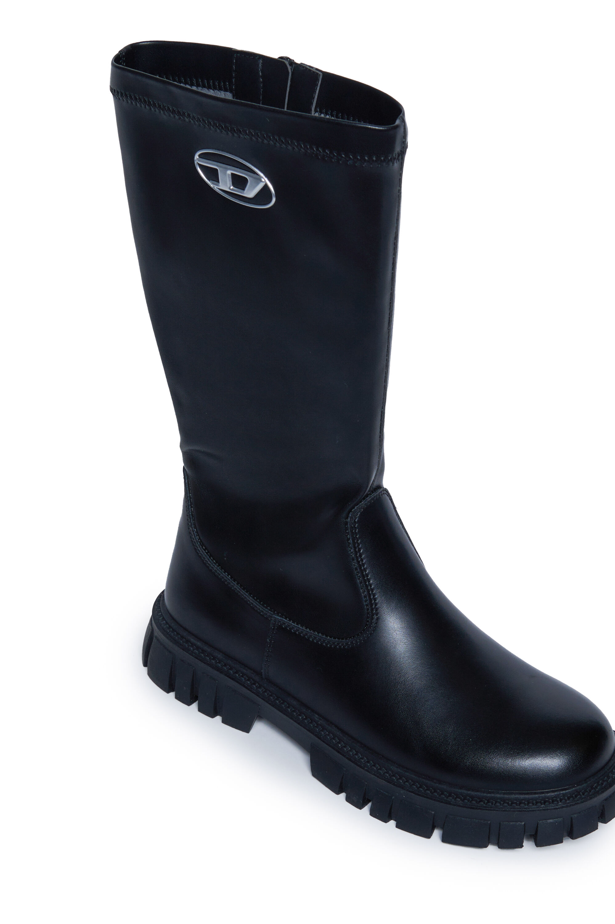 Diesel - D-HAMMER KNT, Botas de cuero hasta la rodilla Unisex in Negro - 4