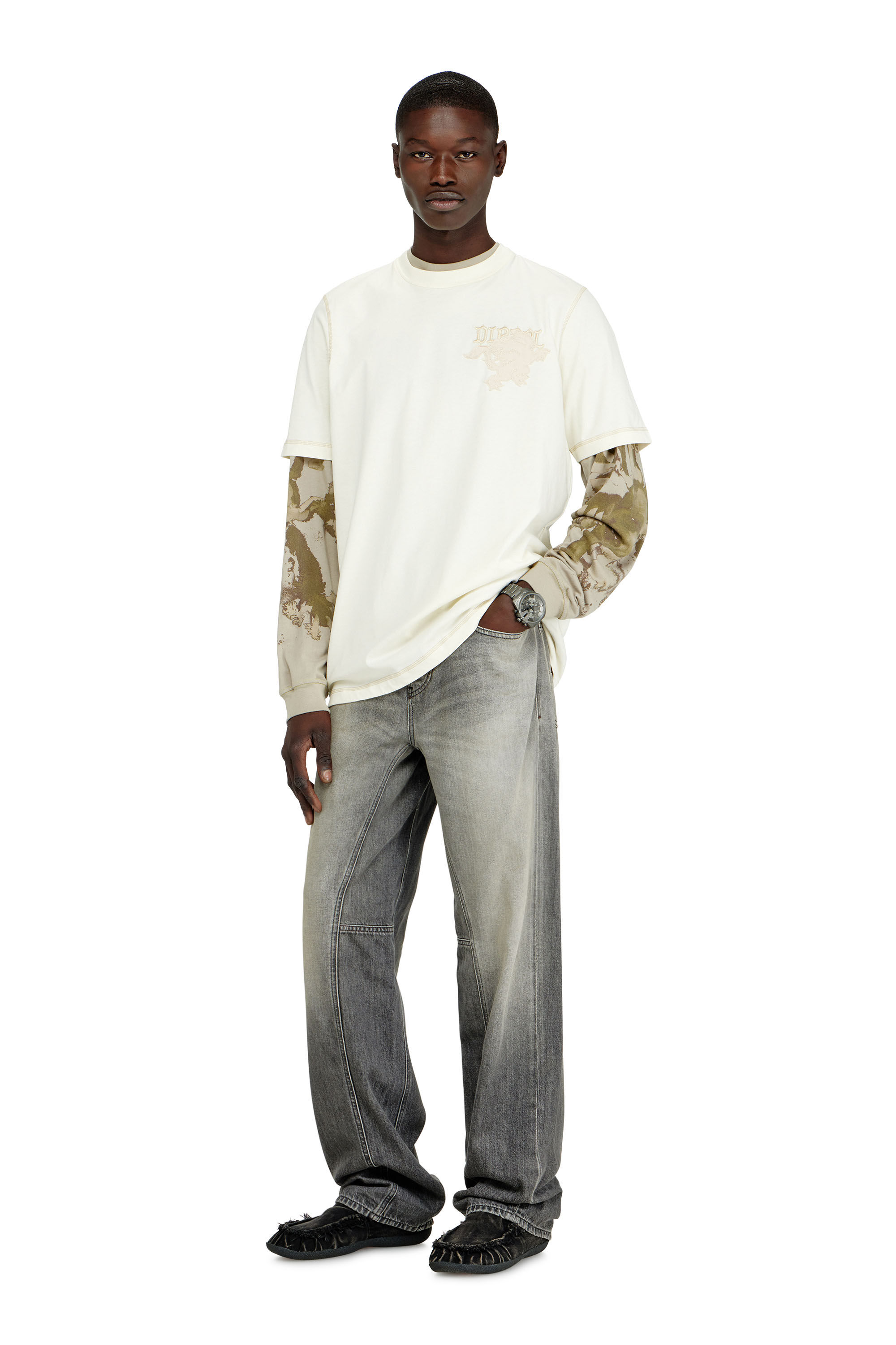 Diesel - T-ADJUST-NOTCH, Man's Regular T-shirt with embroidered patch in null - 1