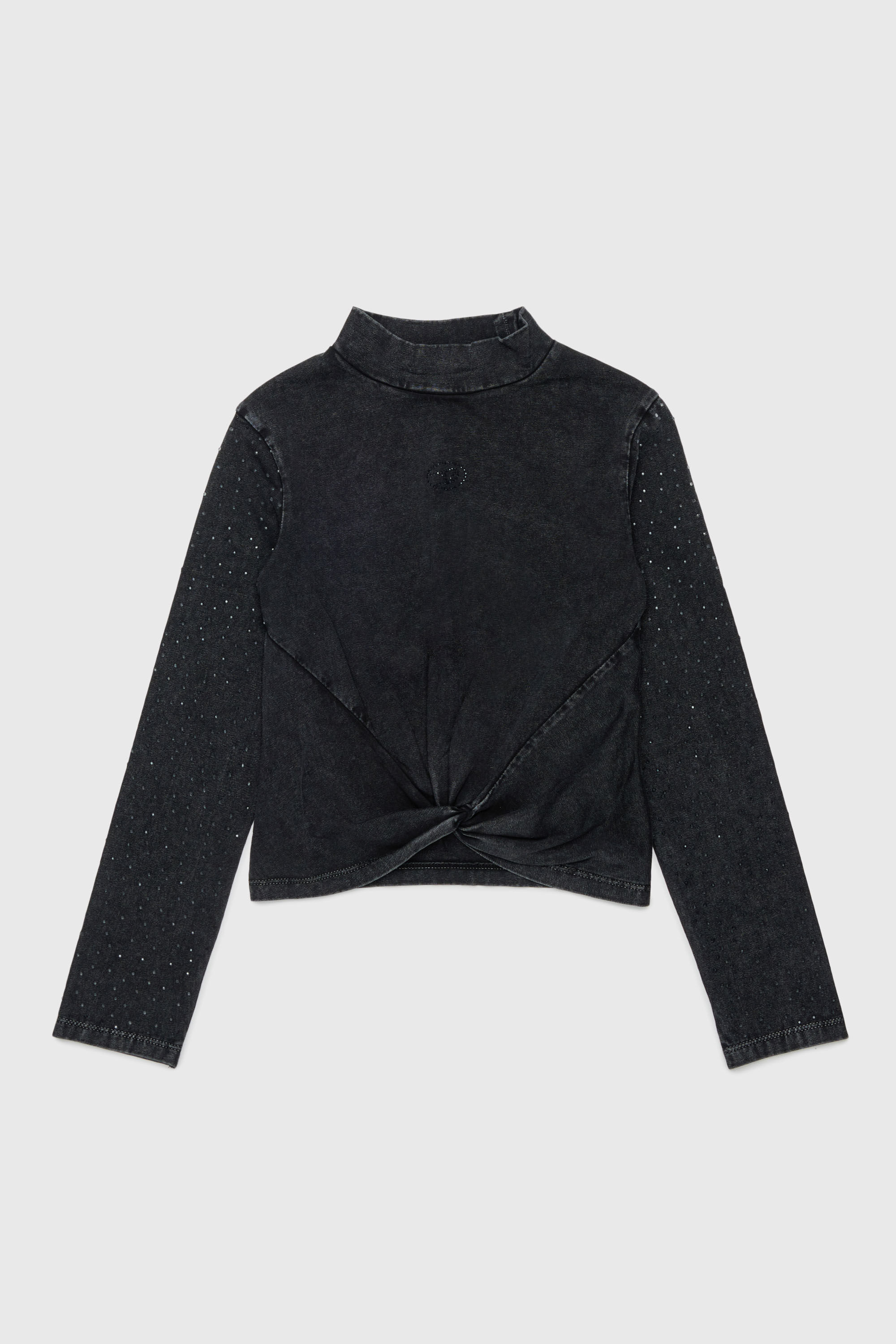 Diesel - TKNOT, Top con bajo retorcido y apliques de strass Mujer in Negro - 1