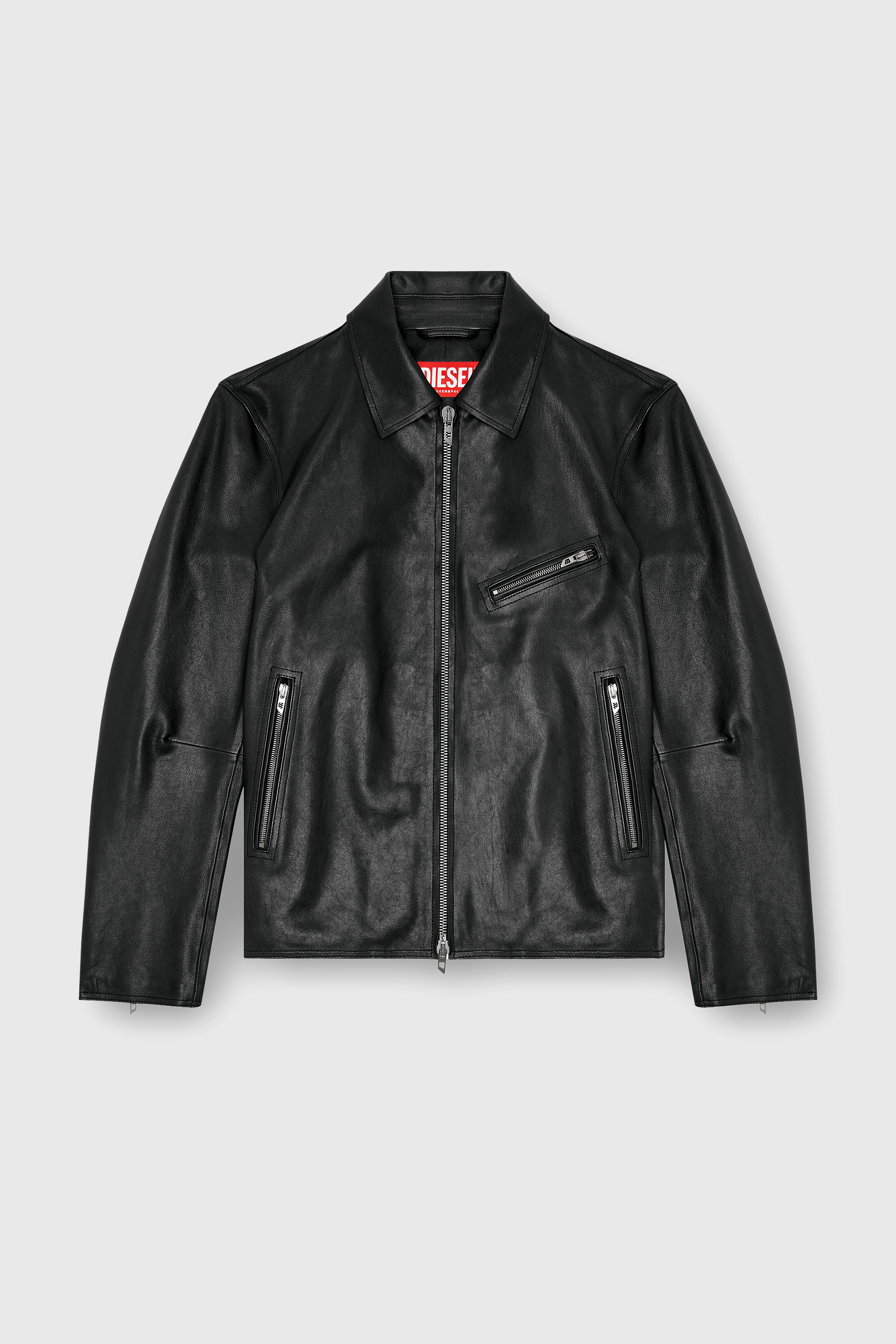 Diesel - L-KORN-A, Chaqueta de cuero con Oval D en relieve Hombre in Negro - 2