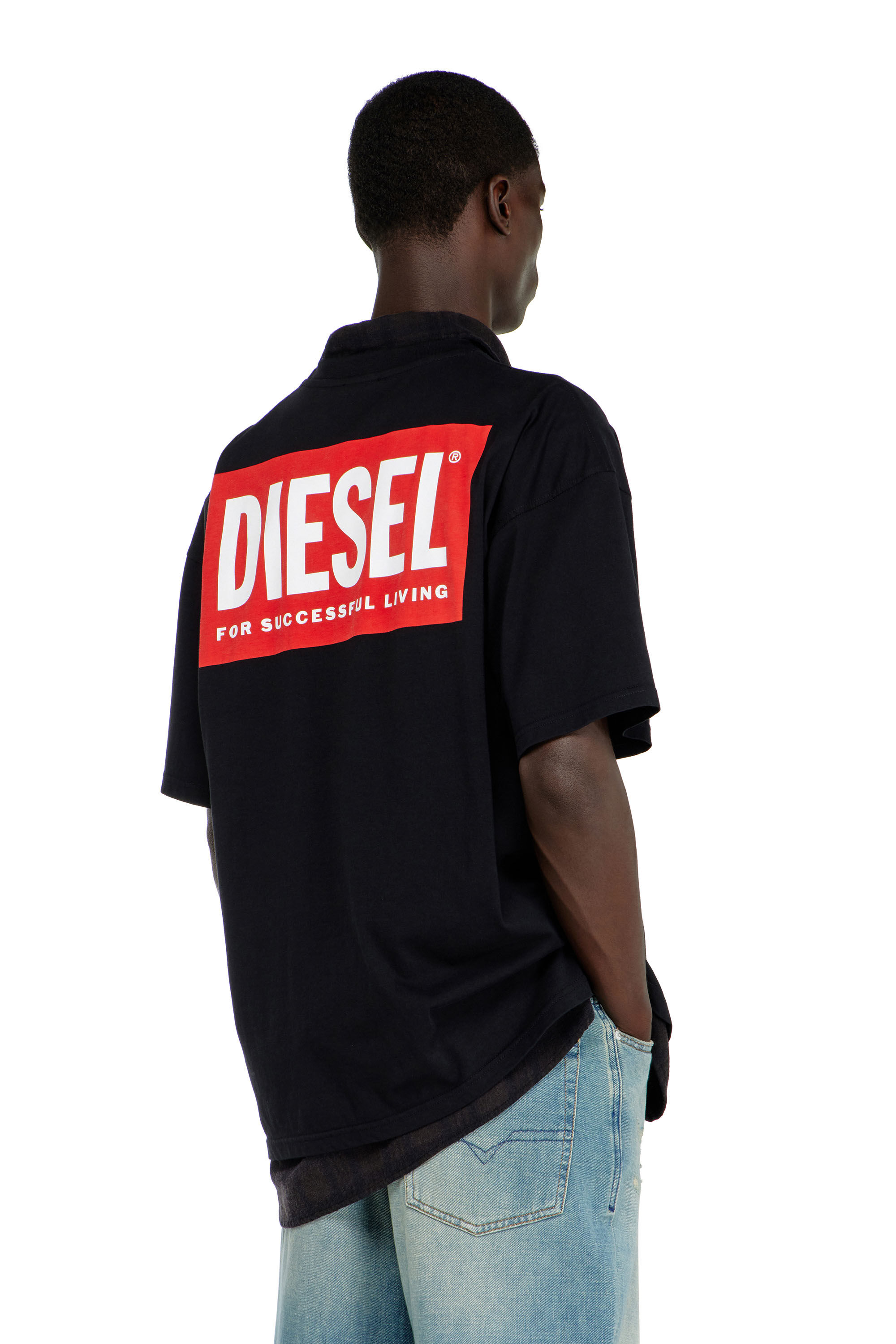 Diesel - T-BOXT-BISK, Camiseta de algod&oacute;n con estampado Diesel Biscotto Hombre in Negro - 4