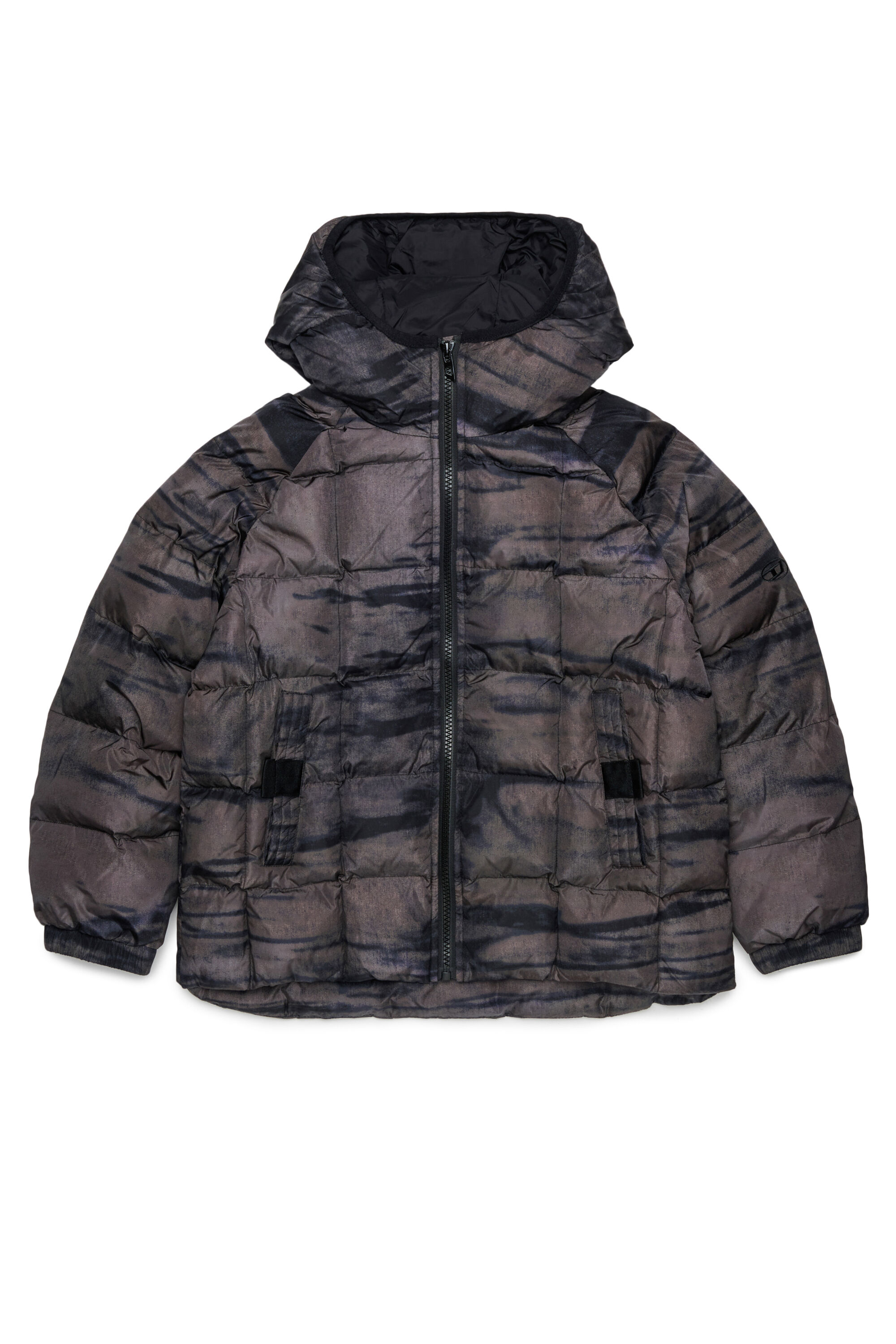 Diesel - JDEN, Man's Puffer jacket with streaky graphic print in Green - 1