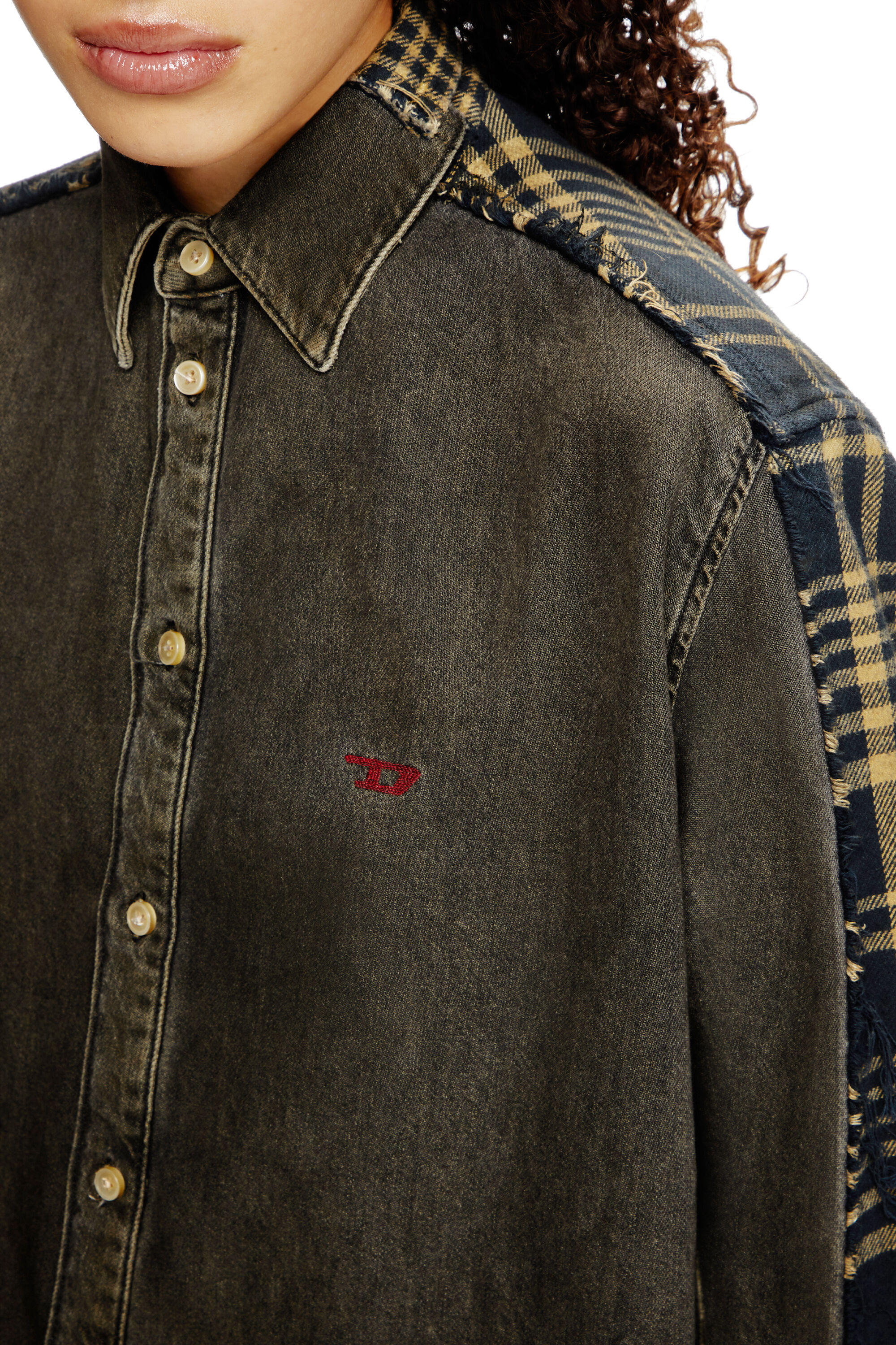 Diesel - Shirt Dieseloves 5A, Camisa de denim sobreteñido y cuadros Unisex in Multicolor - 4