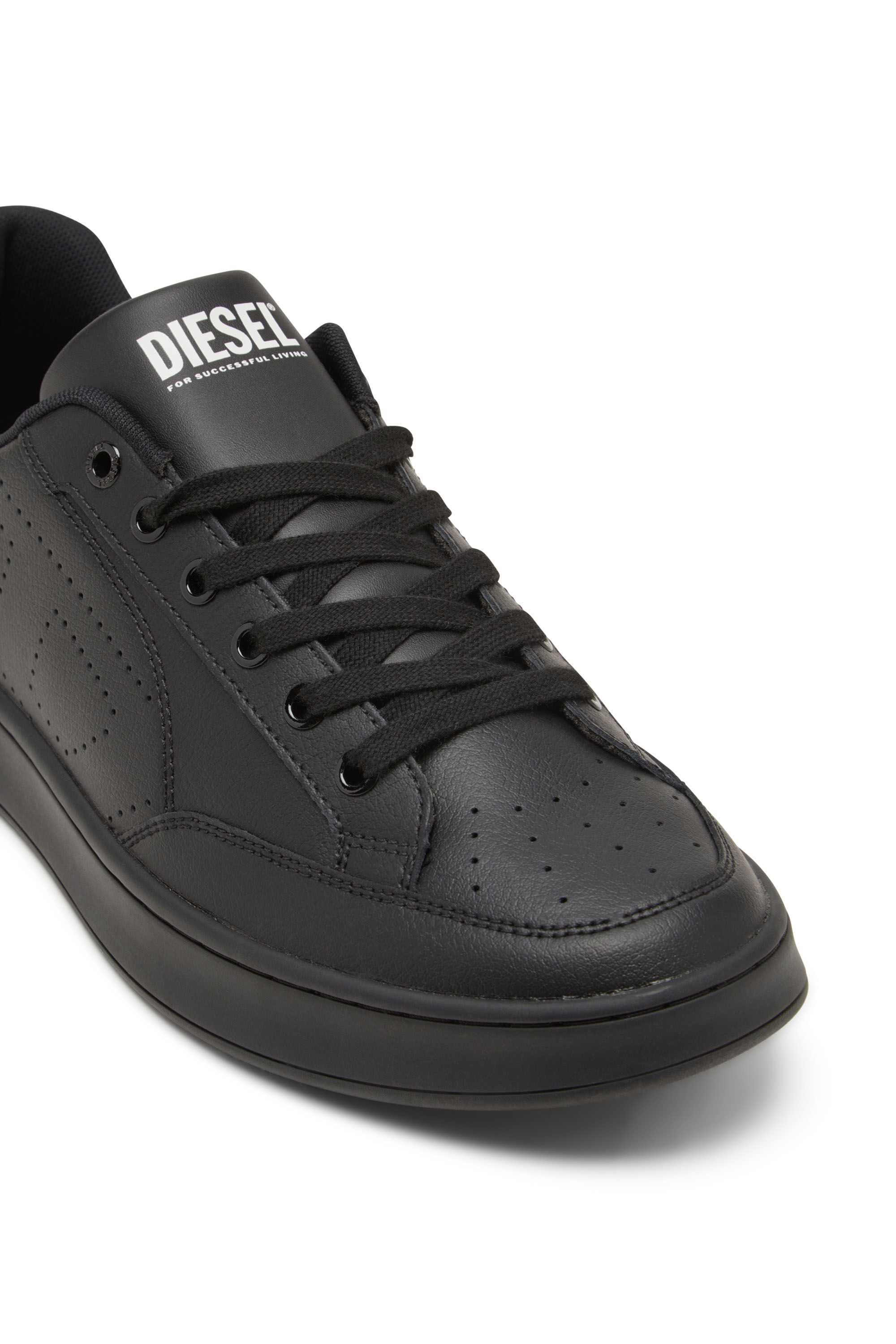 Diesel - S-DAKOTA LOW, S-Dakota-Deportivas de cuero con logotipo perforado Hombre in Negro - 5